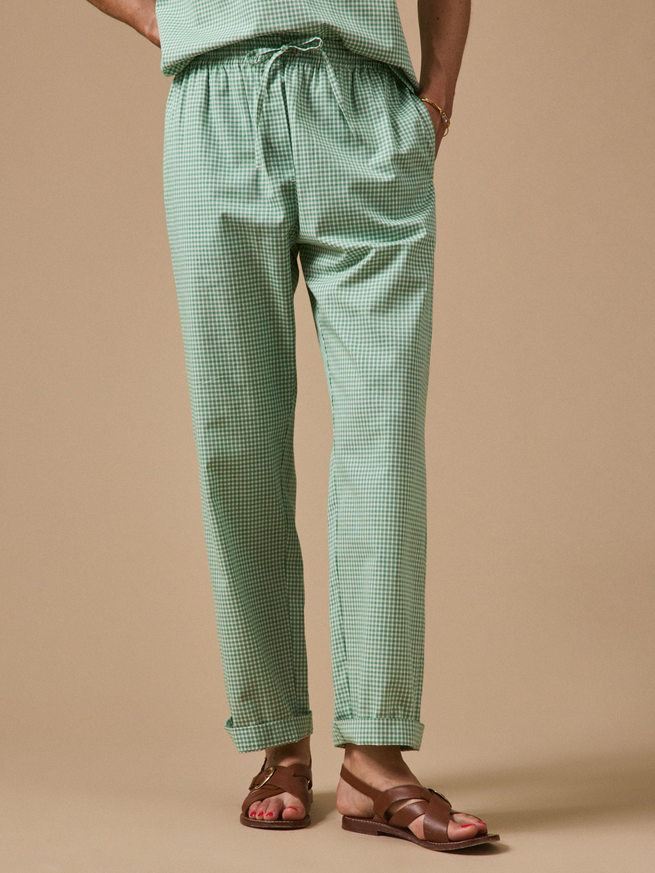 Pantalon droit mini carreaux femme Agathe