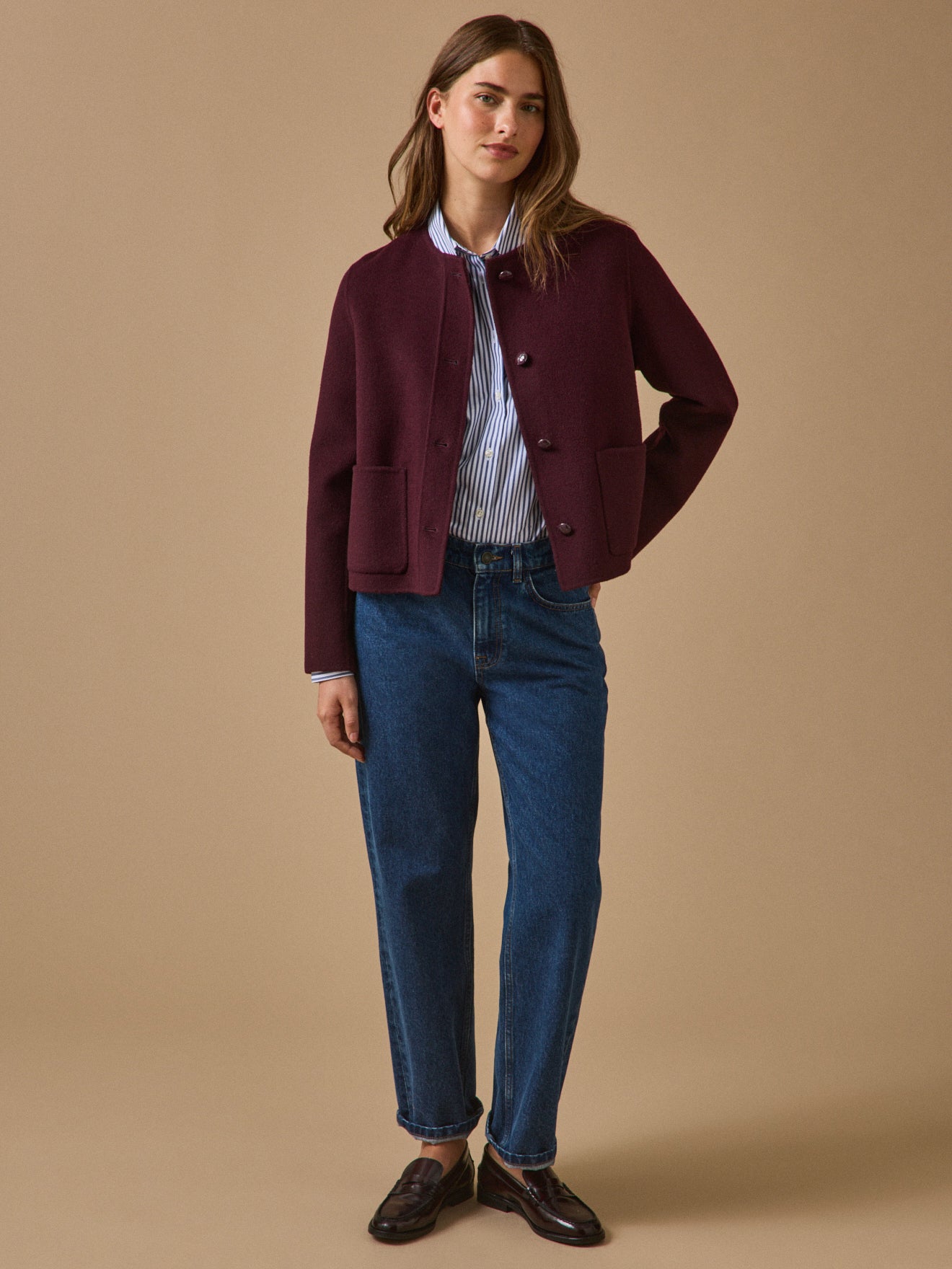 Veste lainage double face femme
