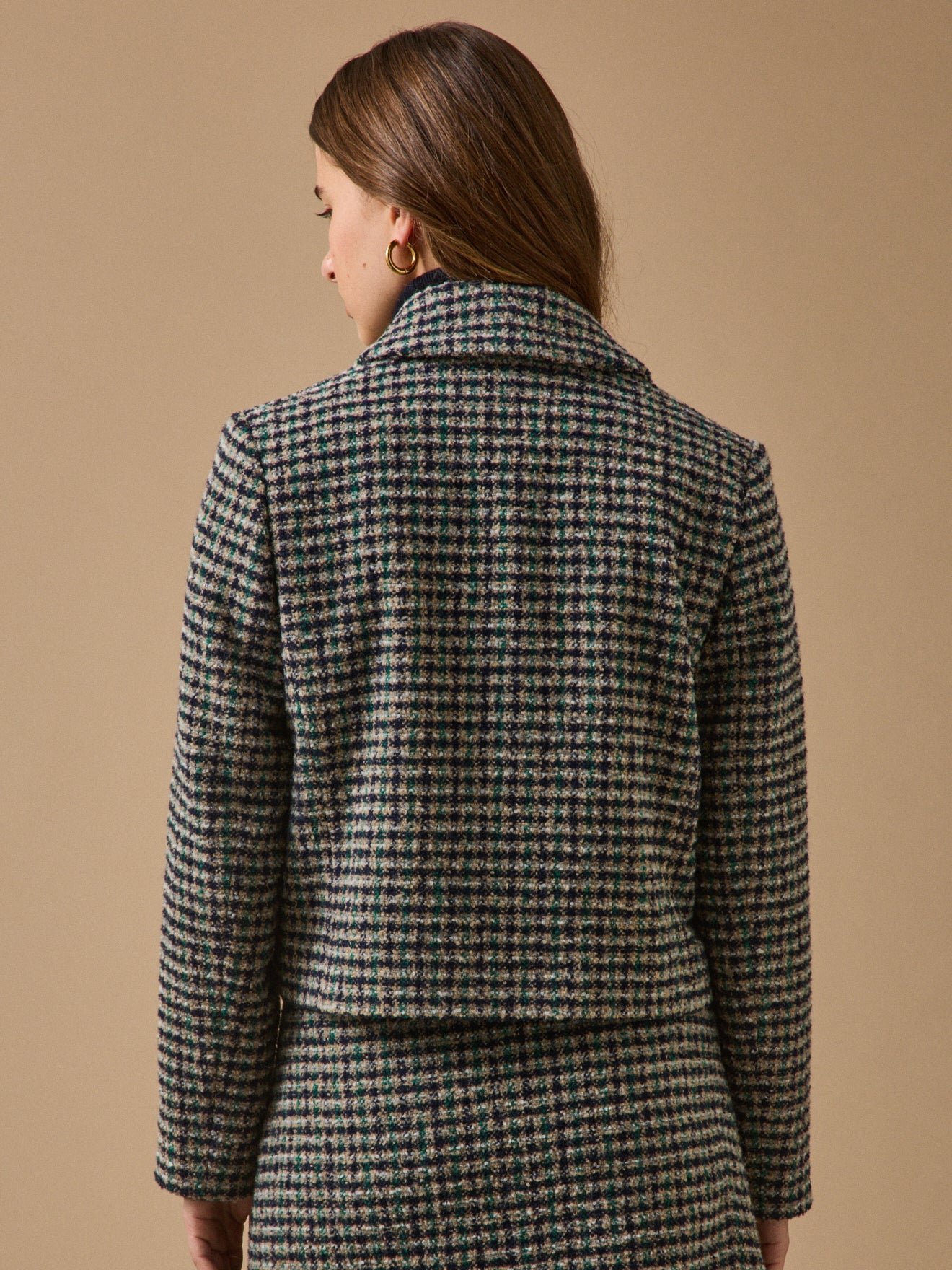 Veste tweed carreaux femme