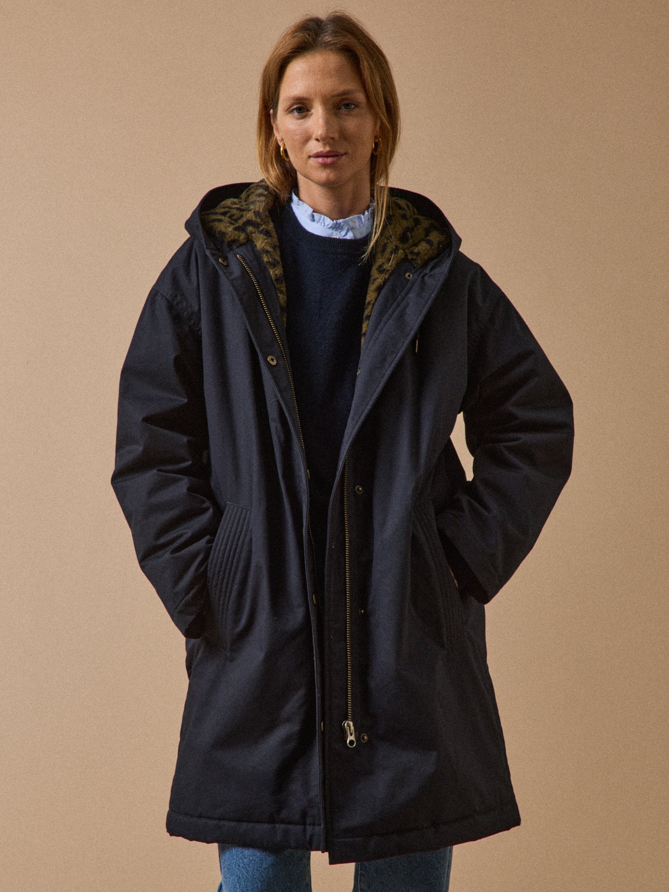 Parka mi-longue femme doublée imitation fourrure