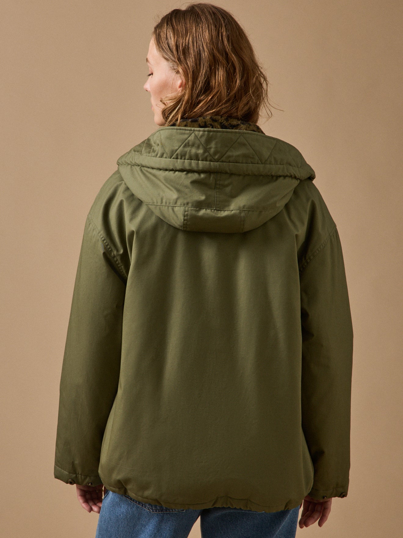 Parka courte femme doublée imitation fourrure
