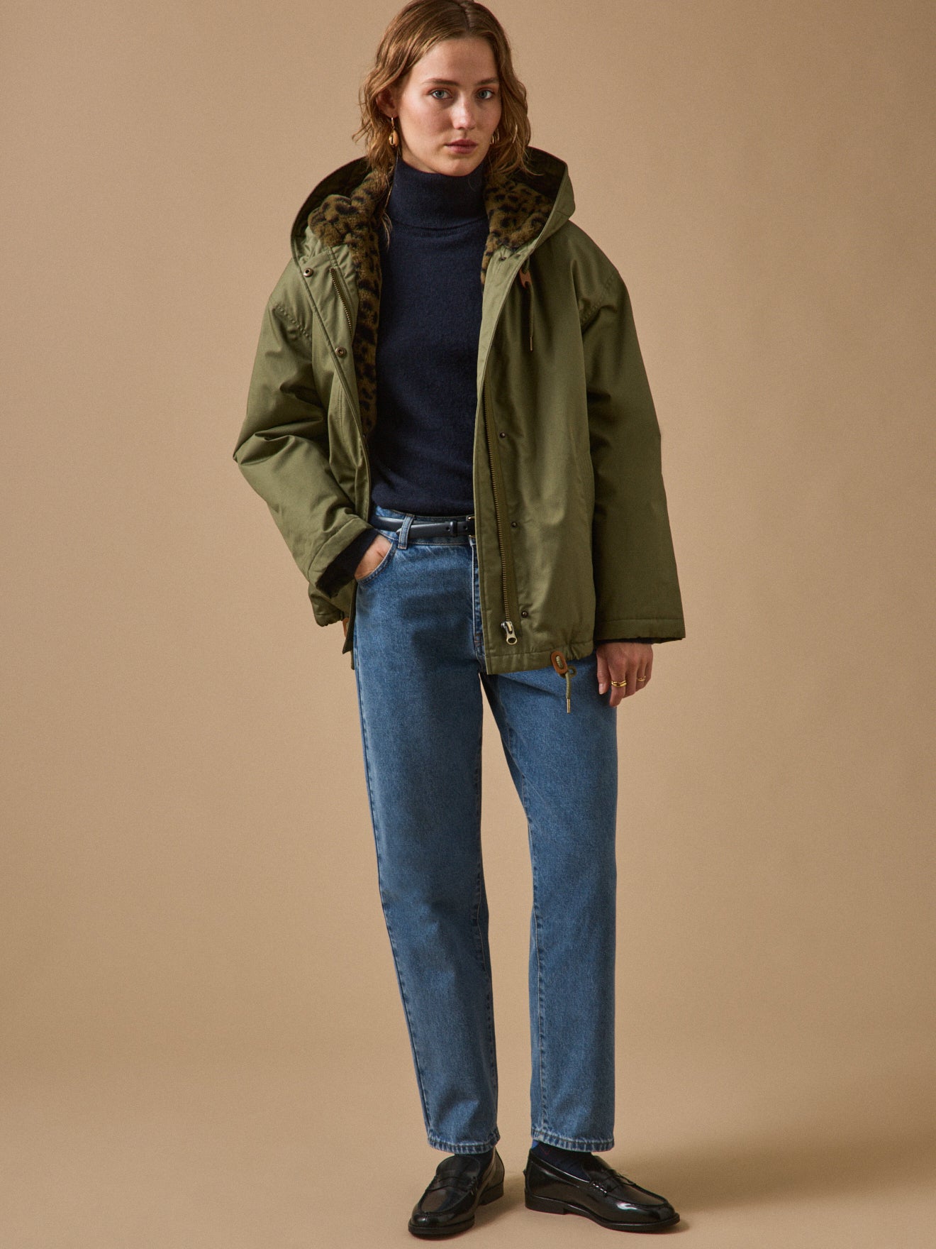 Parka courte femme doublée imitation fourrure