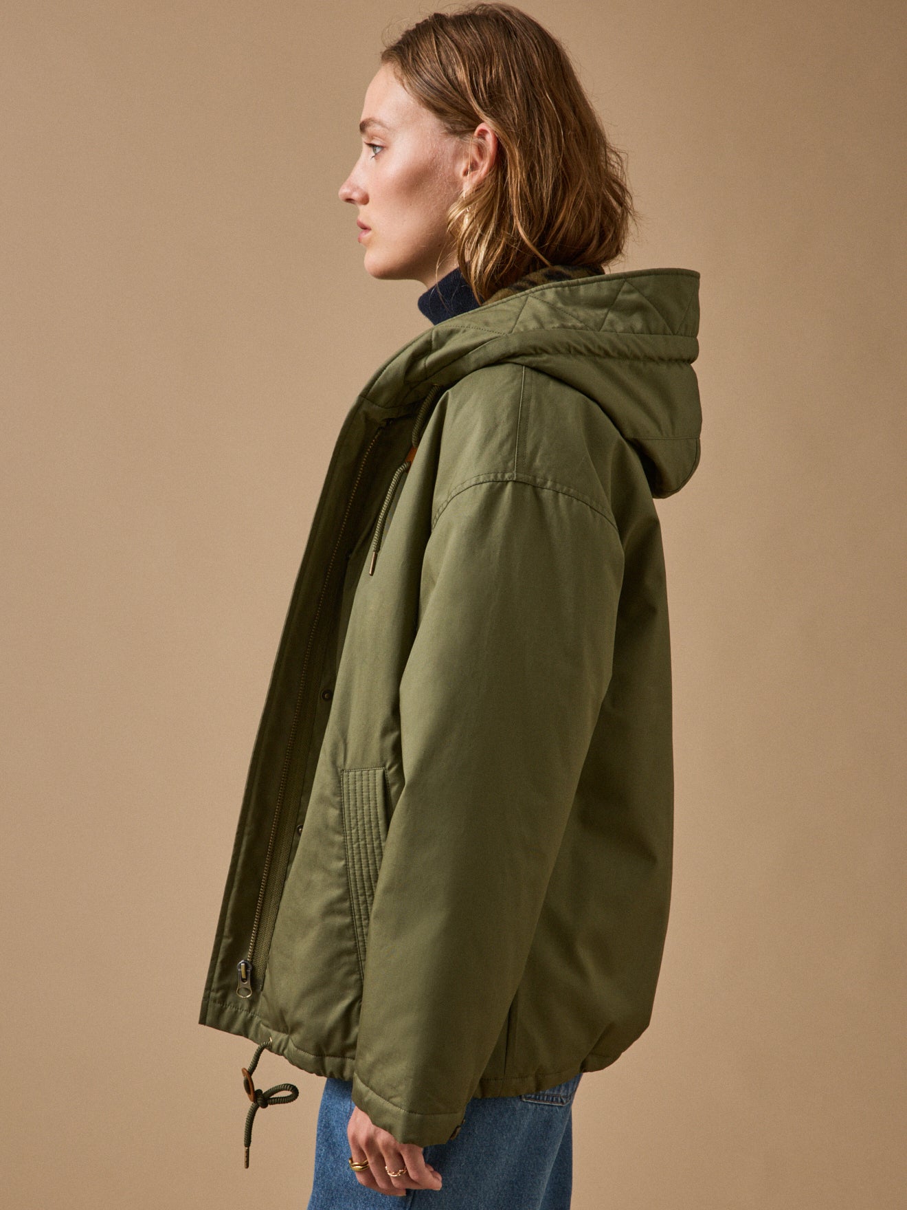 Parka courte femme doublée imitation fourrure