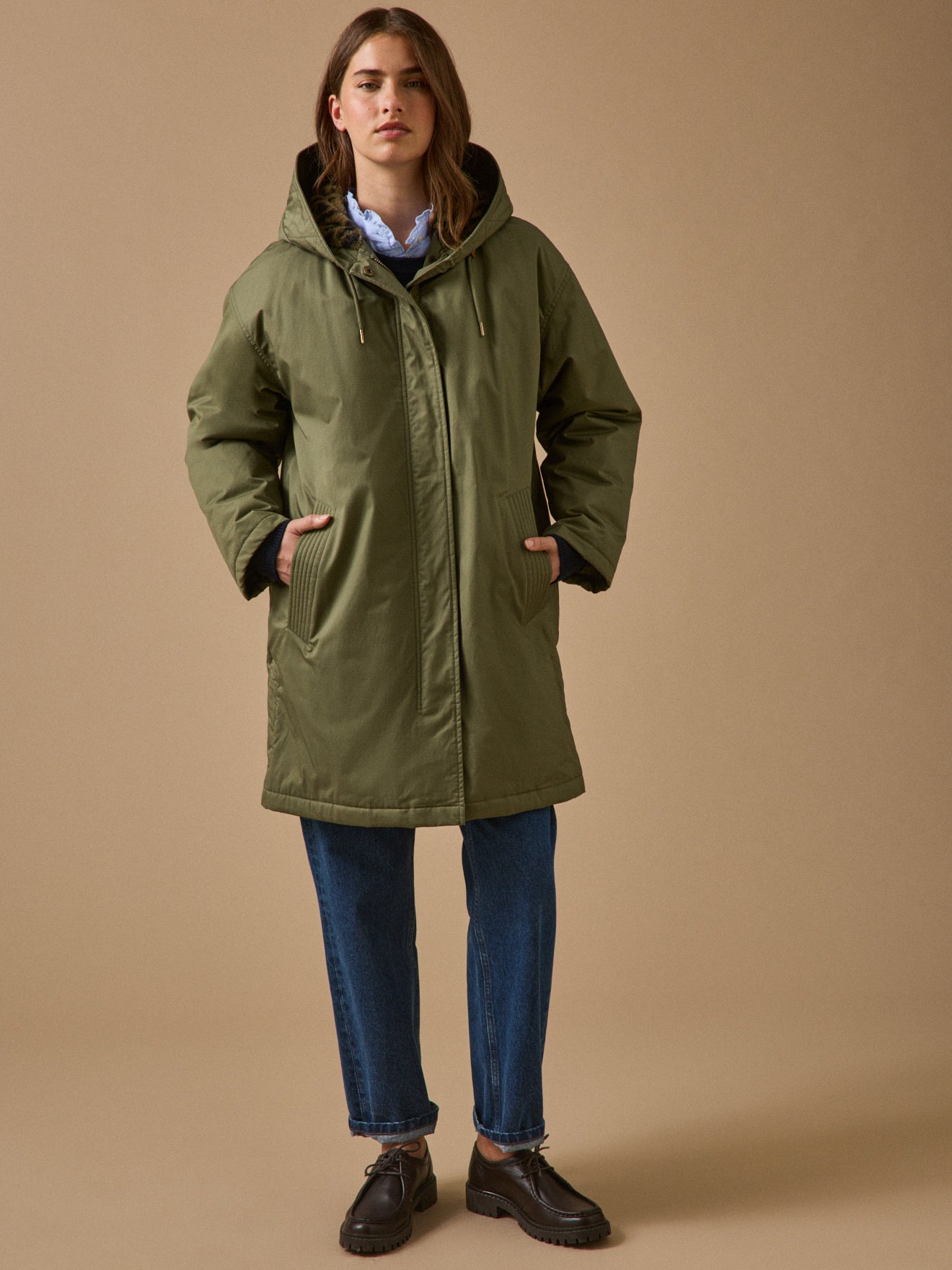 Parka mi-longue femme doublée imitation fourrure