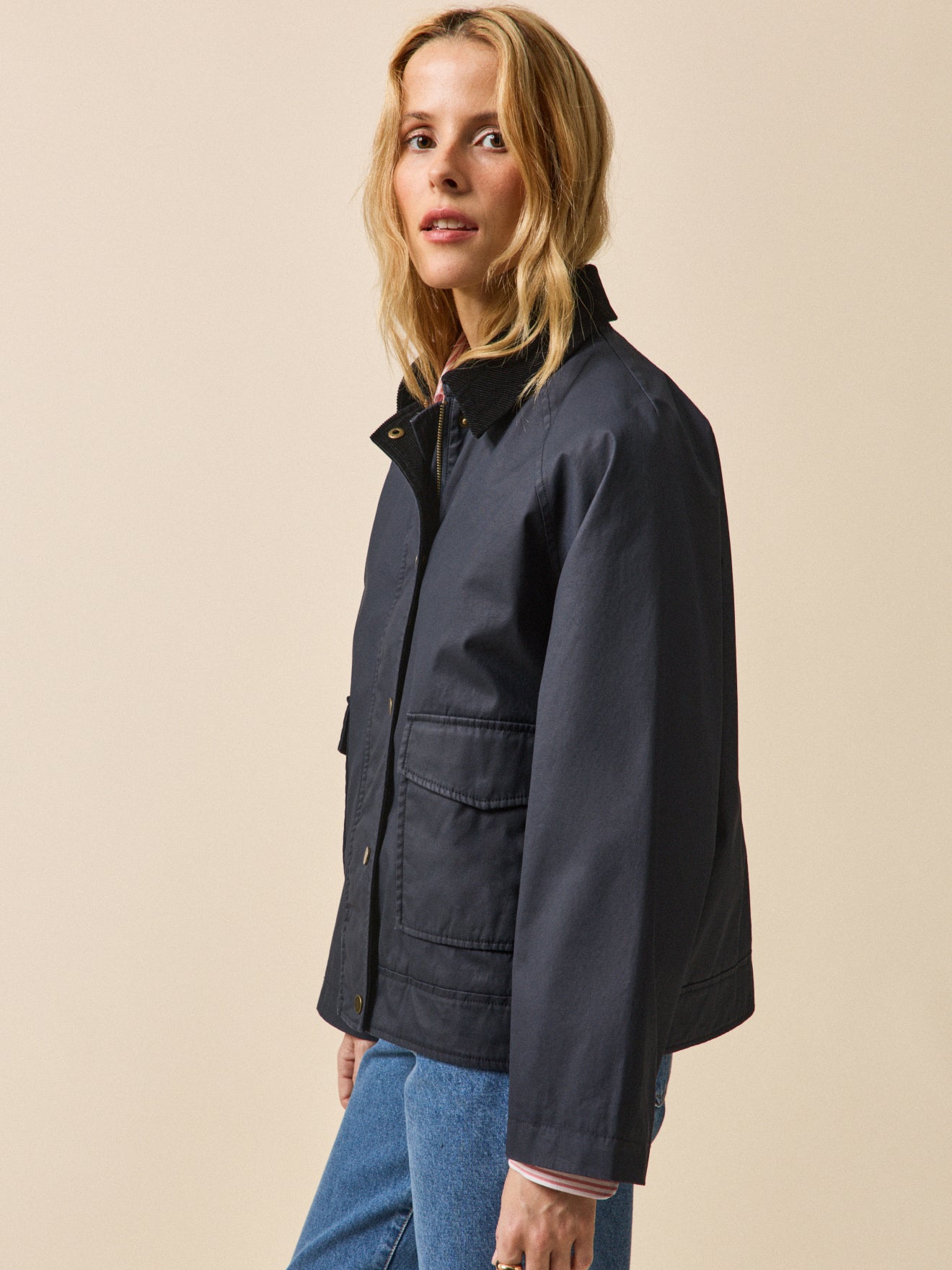 Veste coton enduit femme