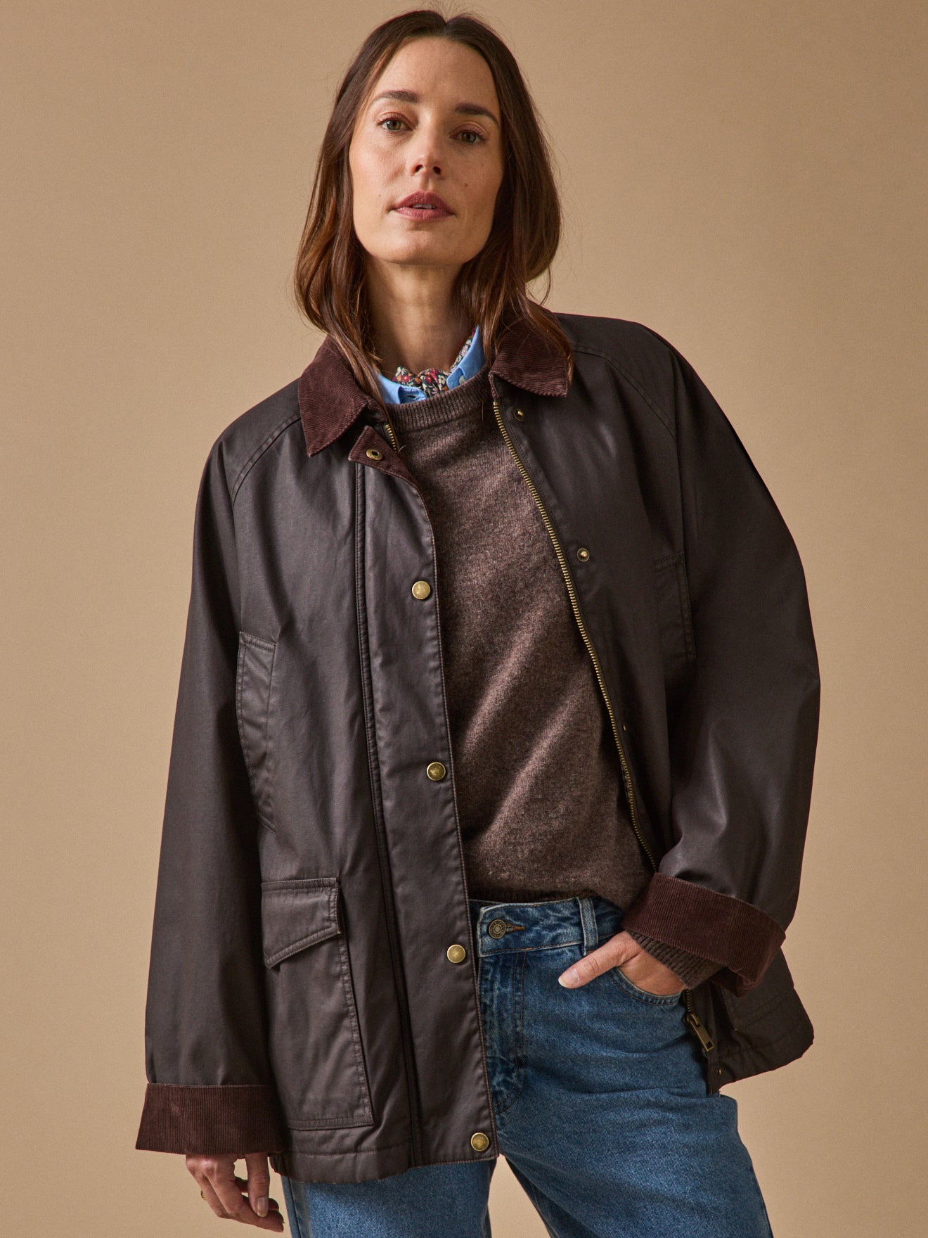 Veste femme coton enduit