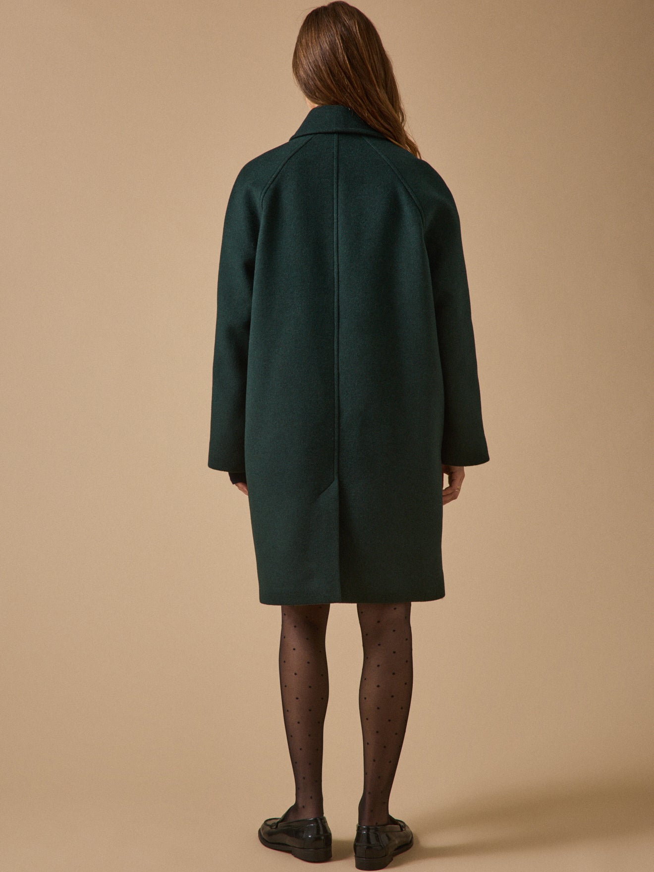 Manteau mi-long lainage uni femme