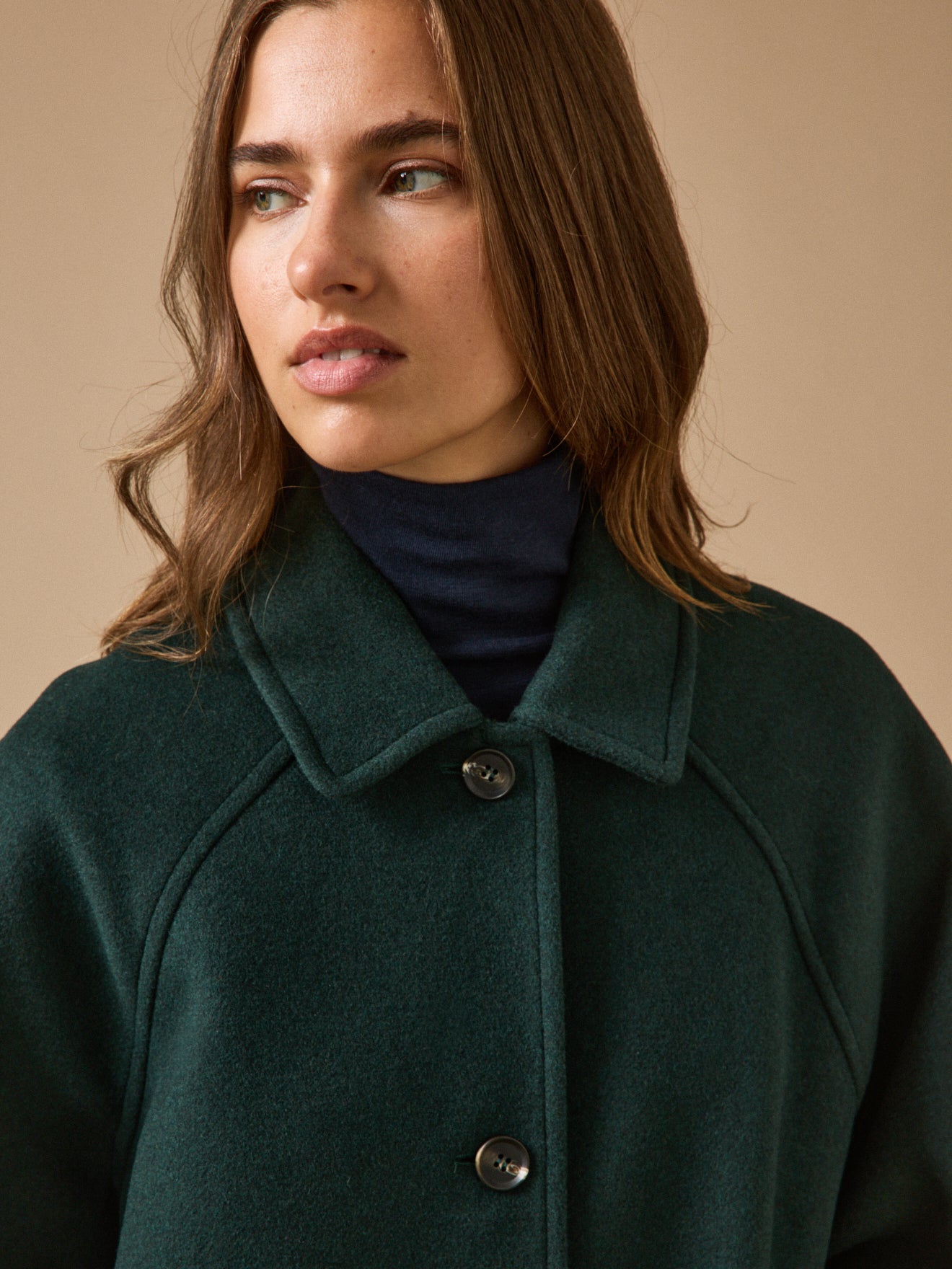 Manteau mi-long lainage uni femme