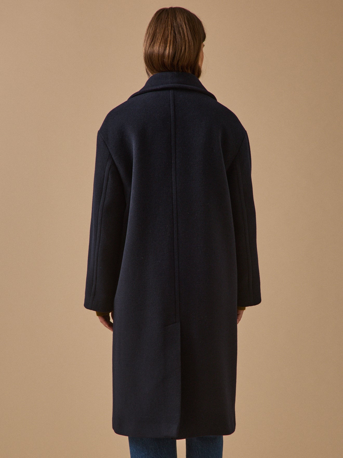 Manteau long lainage uni femme