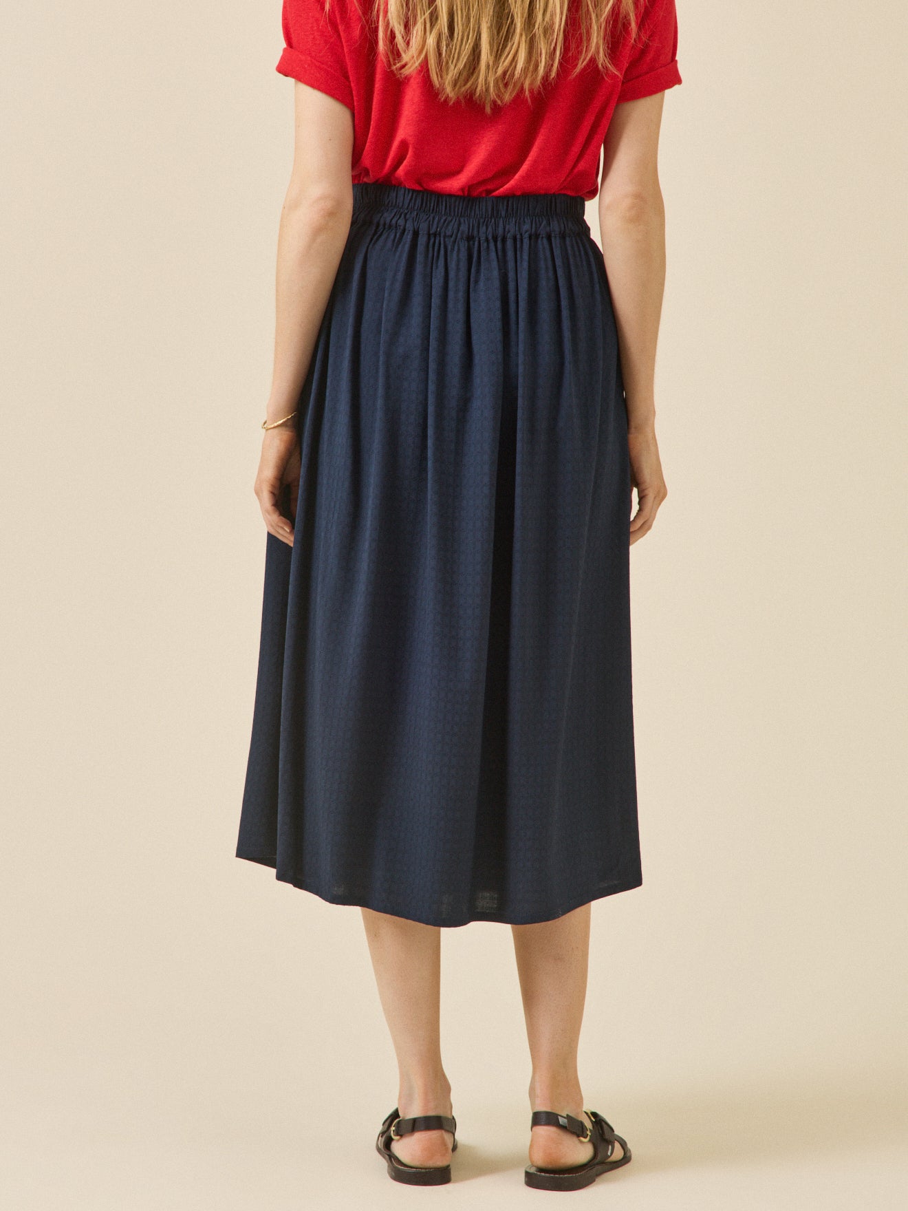 Jupe mi-longue femme viscose dobby