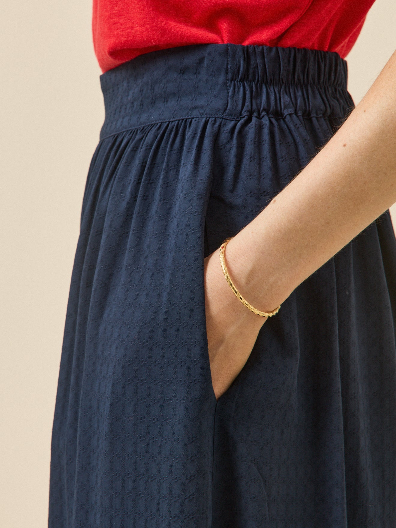 Jupe mi-longue femme viscose dobby