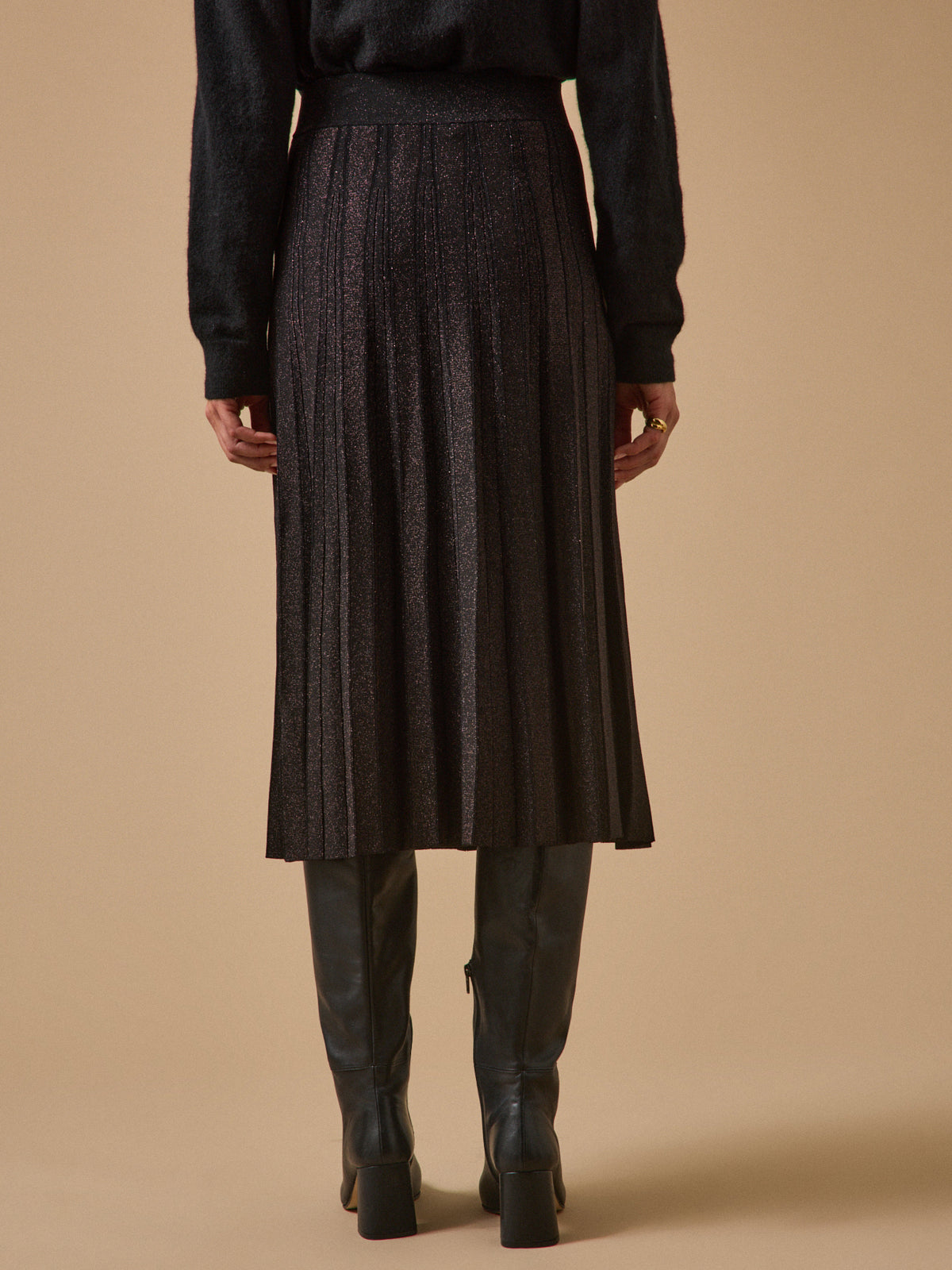 Jupe mi-longue maille plissée femme
