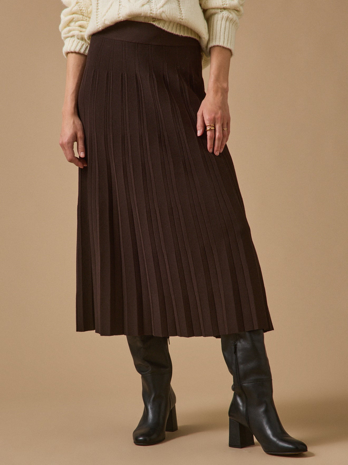 Jupe mi-longue maille plissée femme