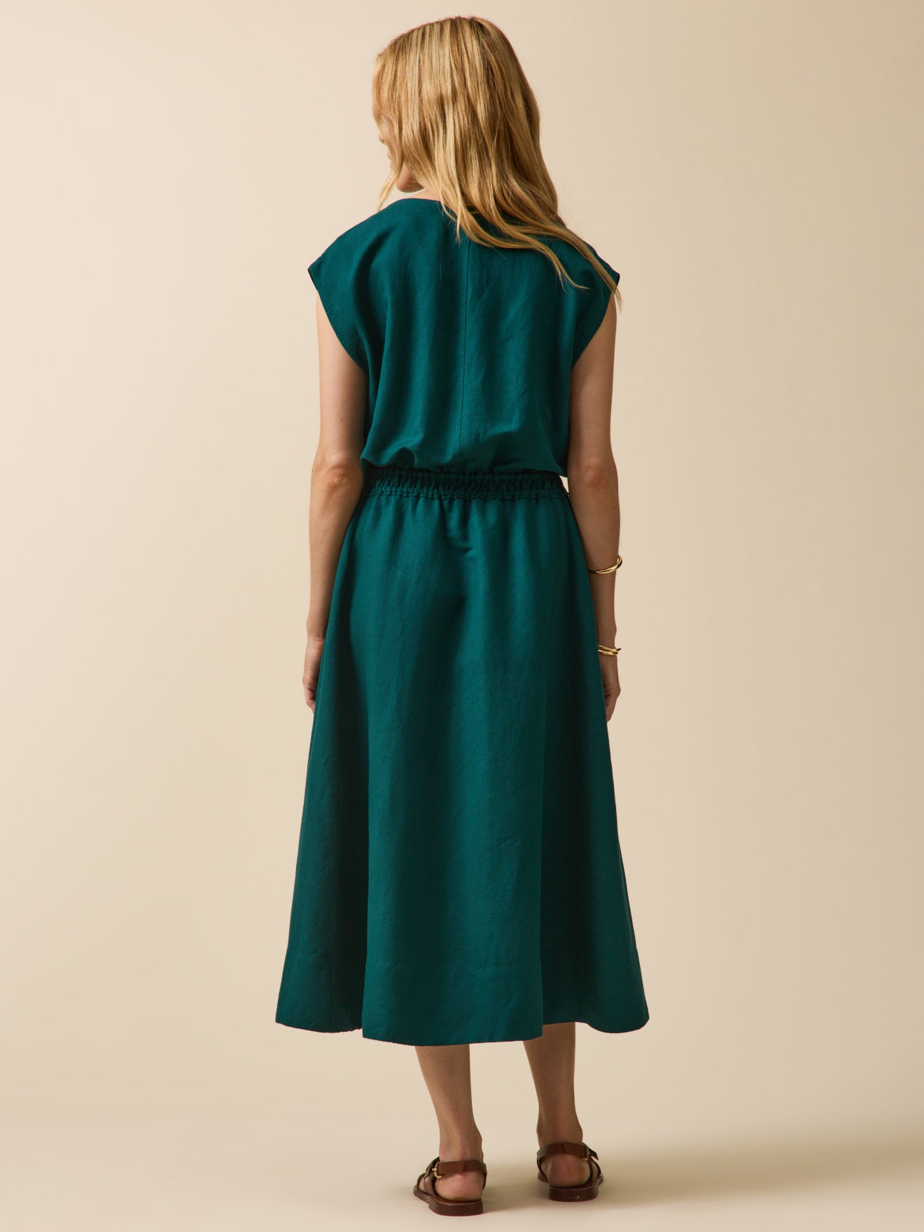 Robe sans manches lin et viscose femme