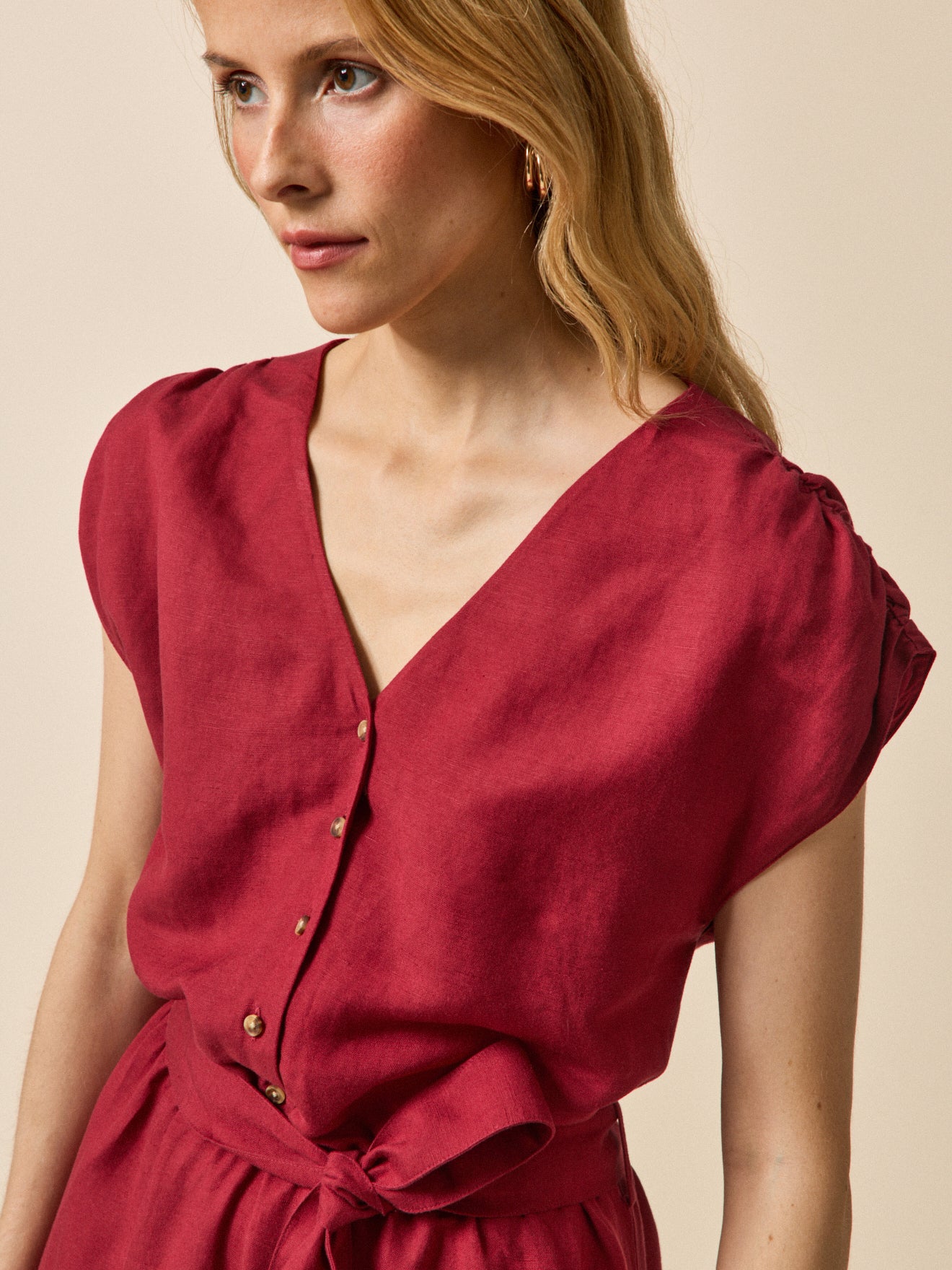 Robe sans manches lin et viscose femme