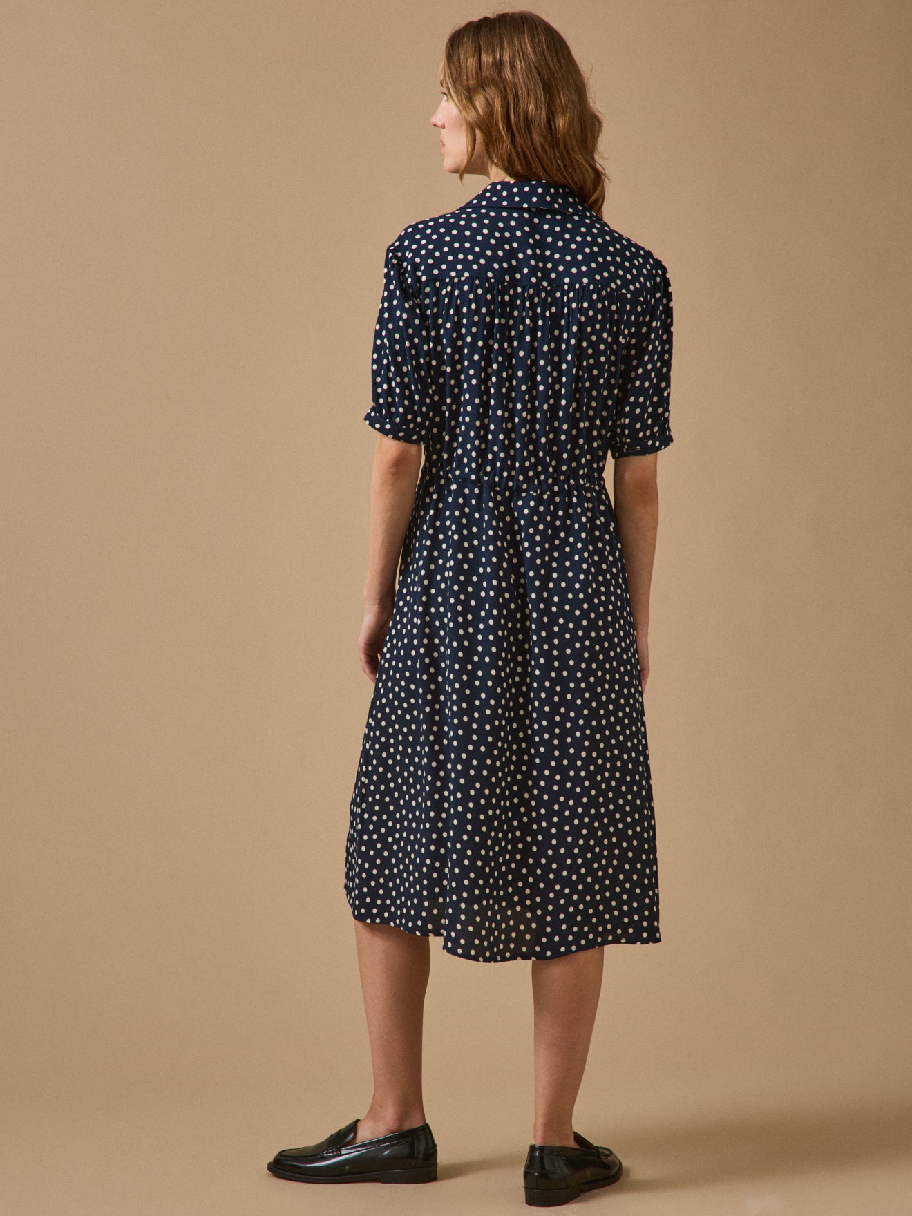 Robe sous genoux femme imprimé pois