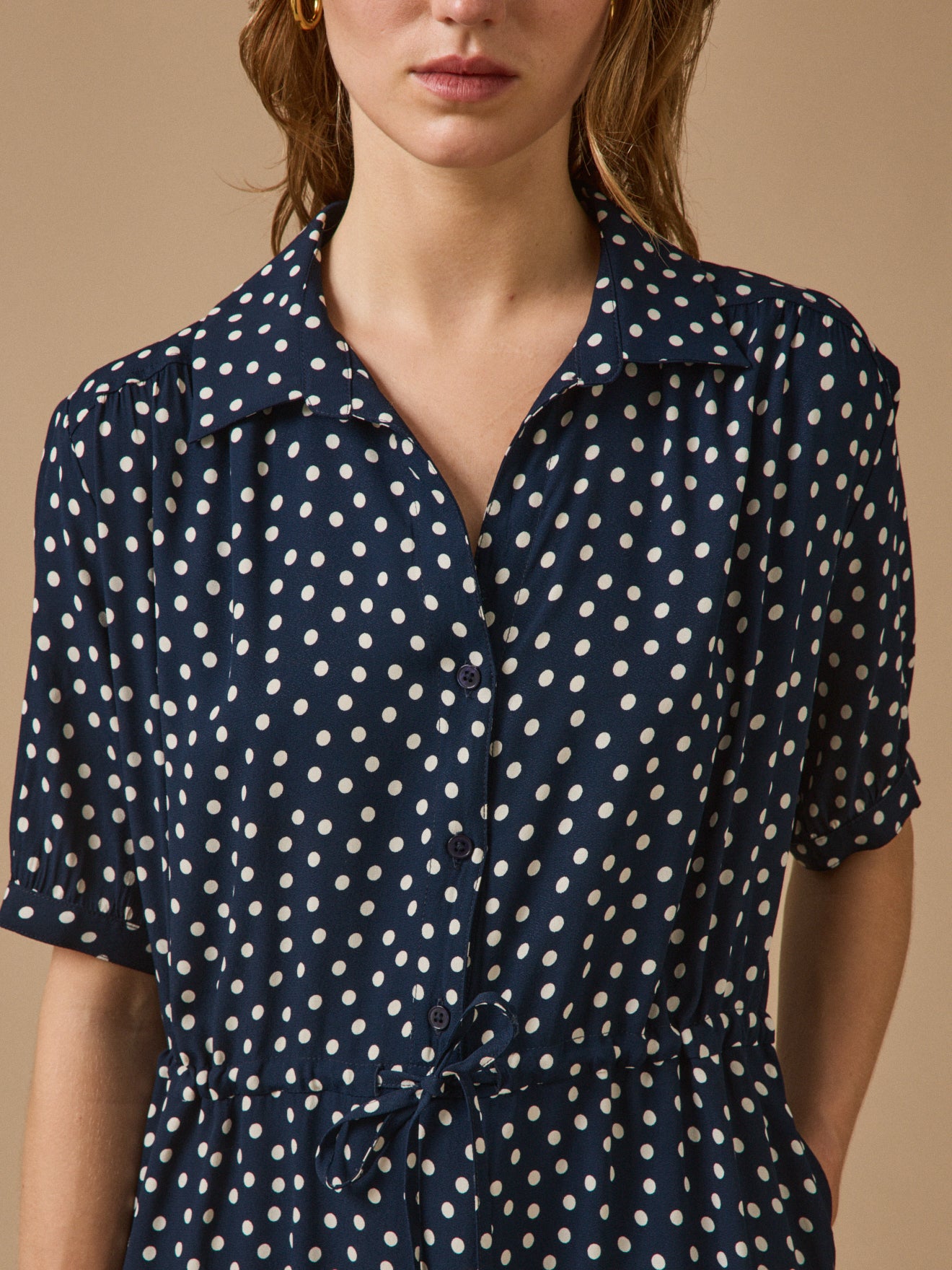 Robe sous genoux femme imprimé pois