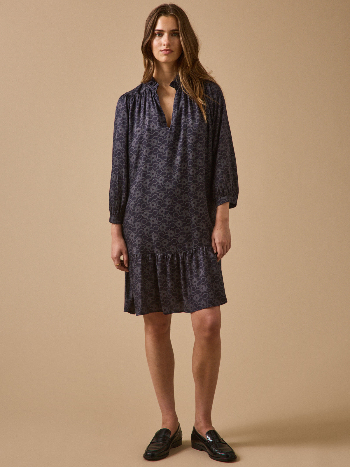 Robe courte femme imprimé Fleurs 60's