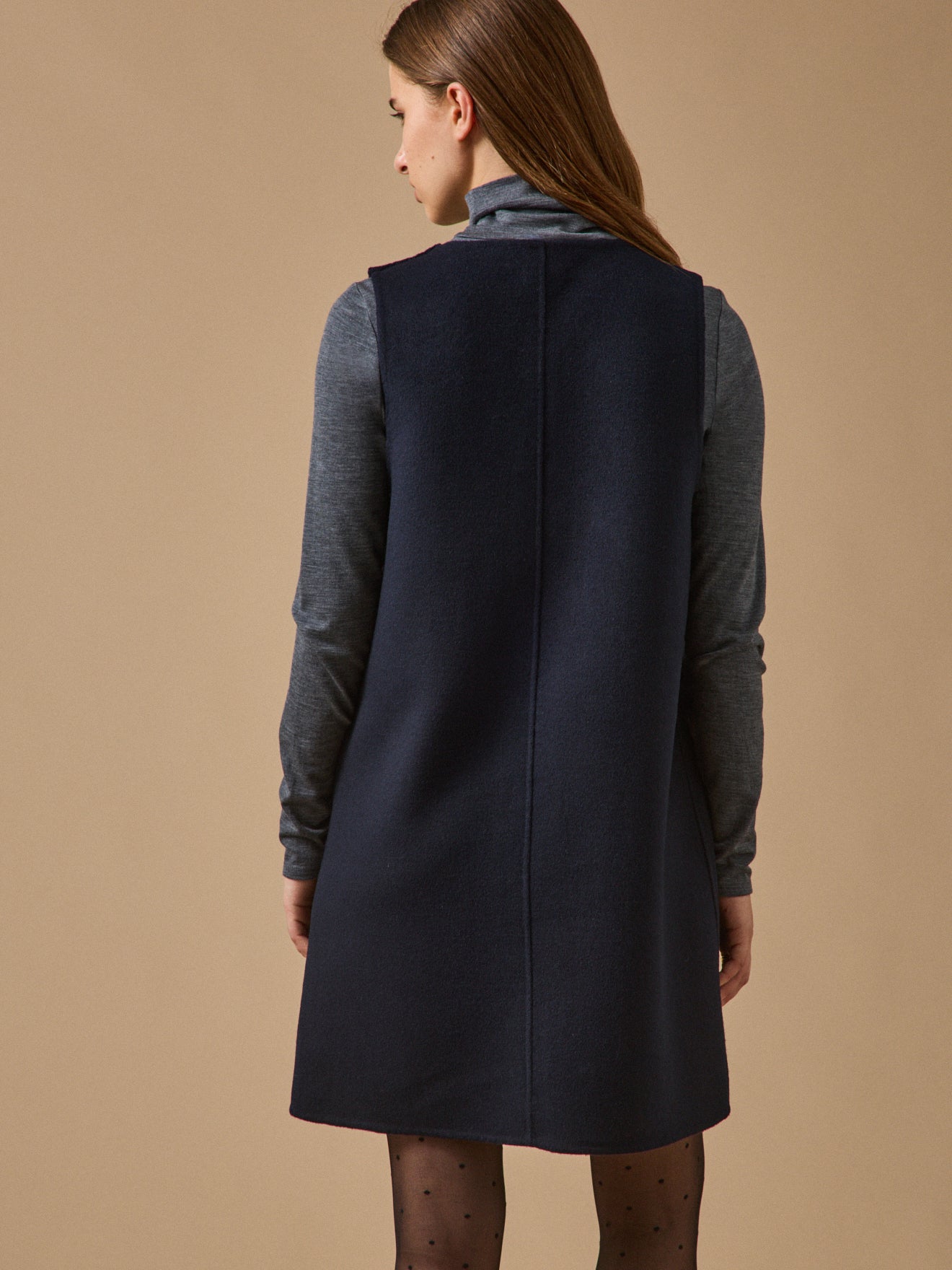 Robe courte lainage double face femme