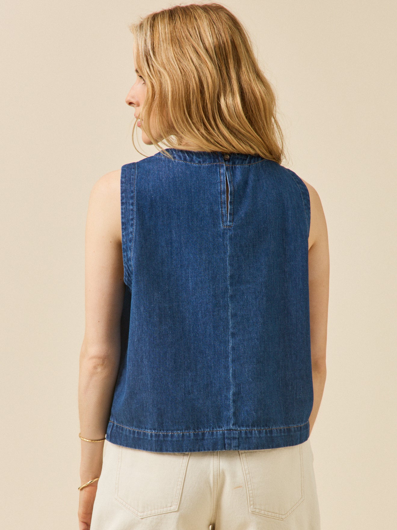 Top sans manches jean femme coton biologique