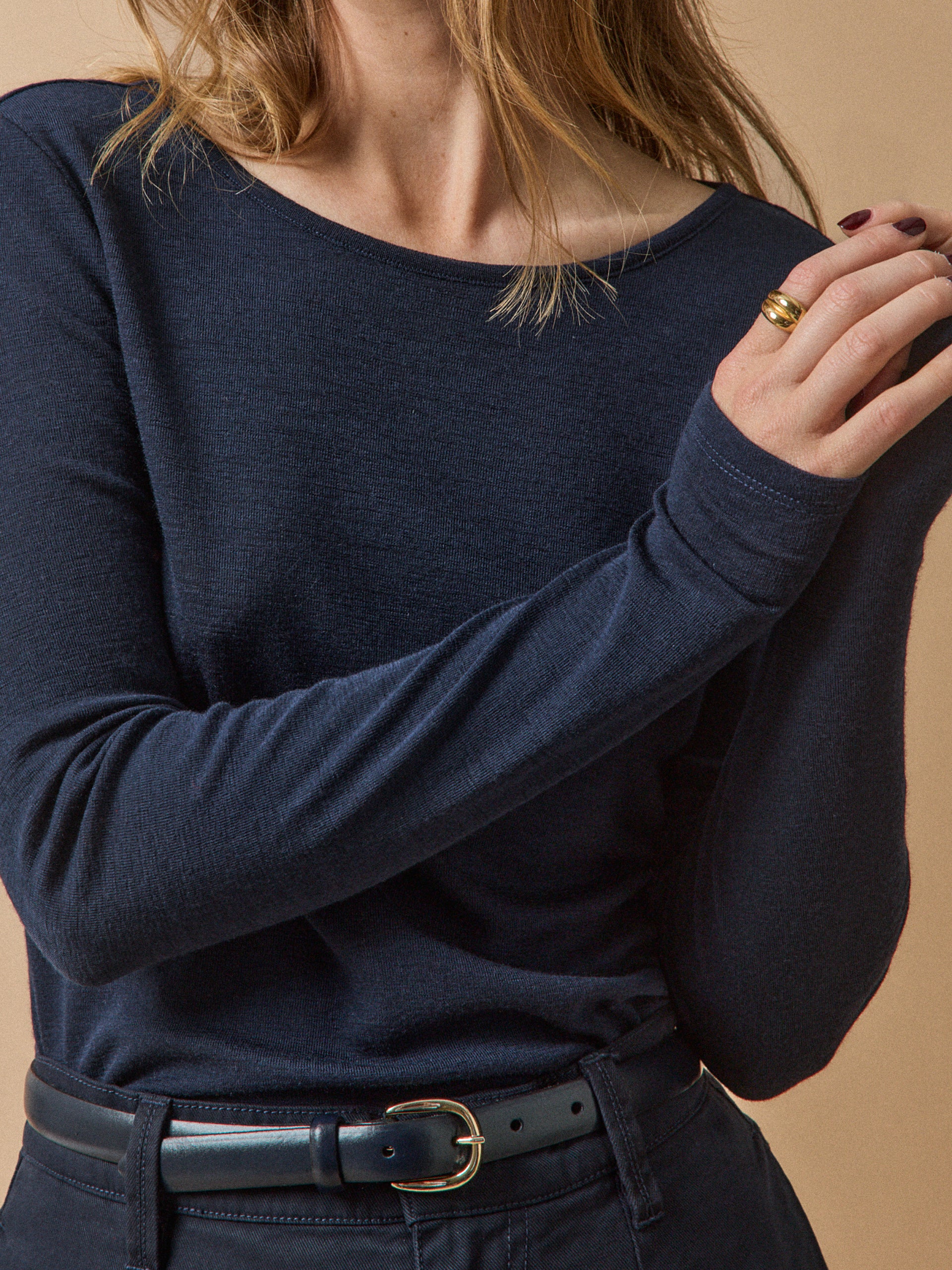 T-shirt col rond femme jersey de laine