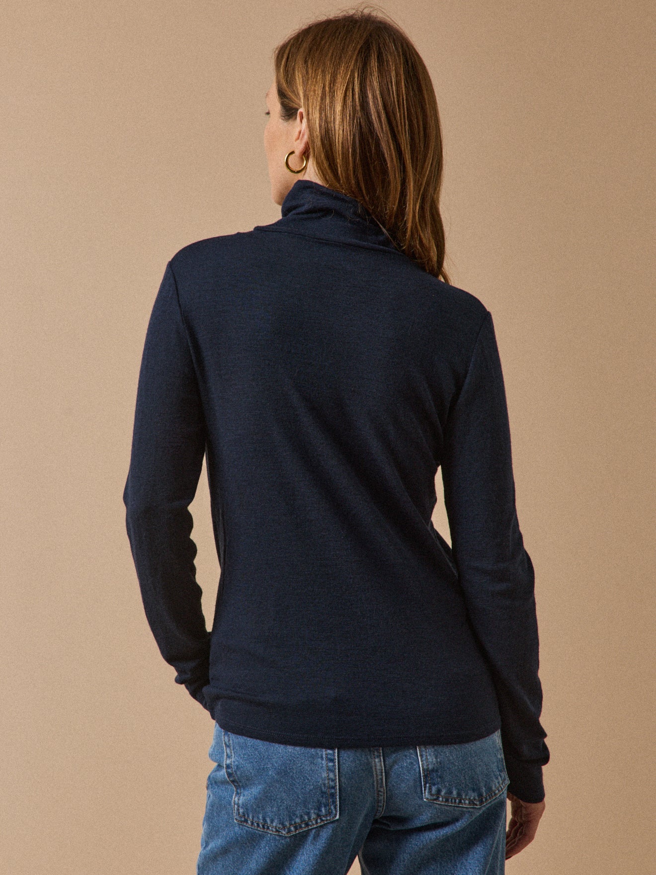 T-shirt col roulé femme jersey de laine