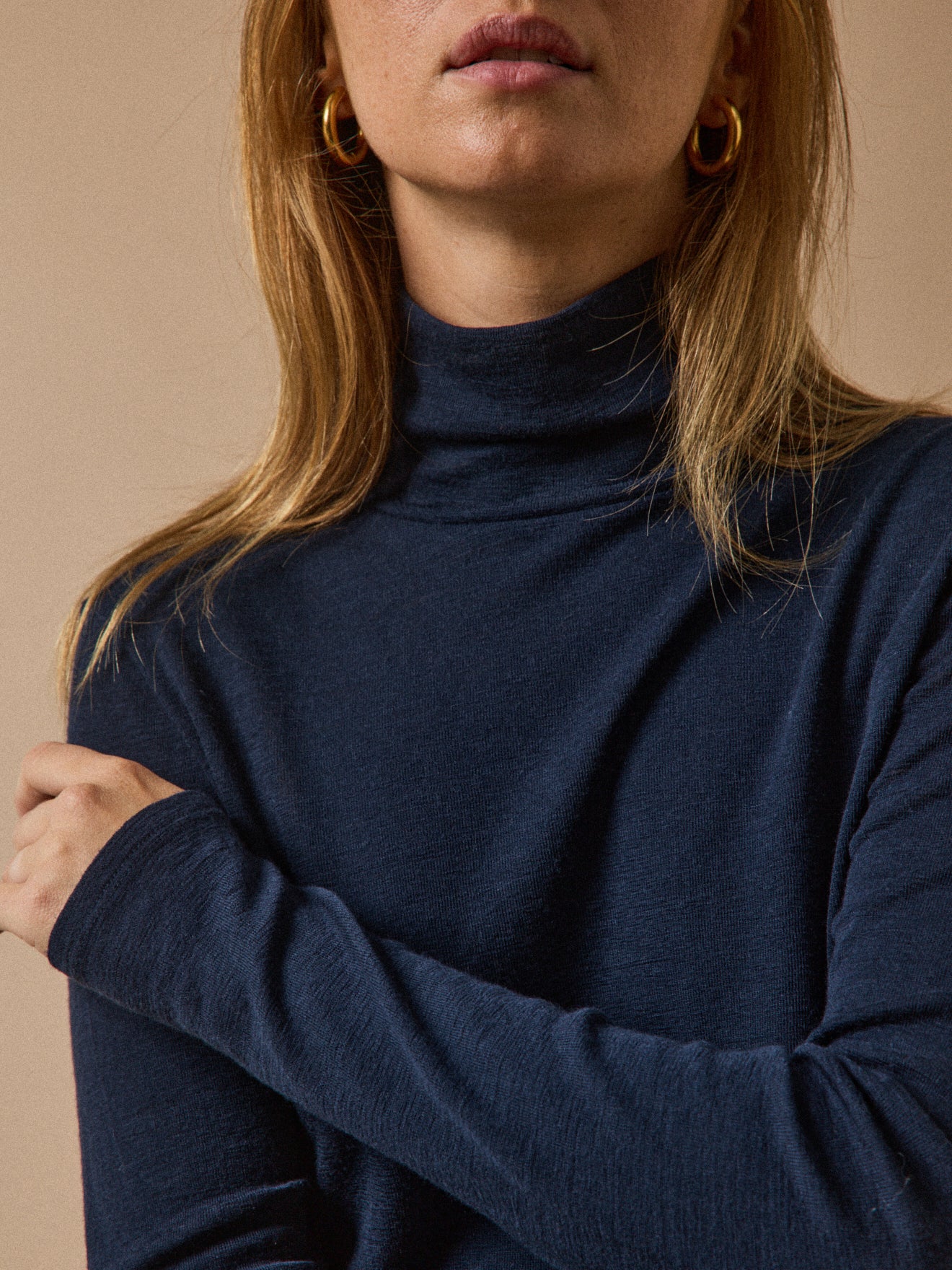 T-shirt col roulé femme jersey de laine