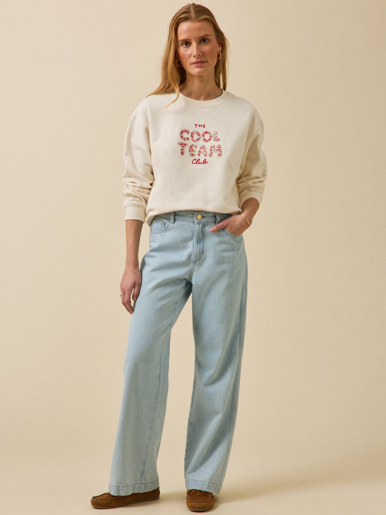Sweat femme coton biologique message en tissu Liberty
