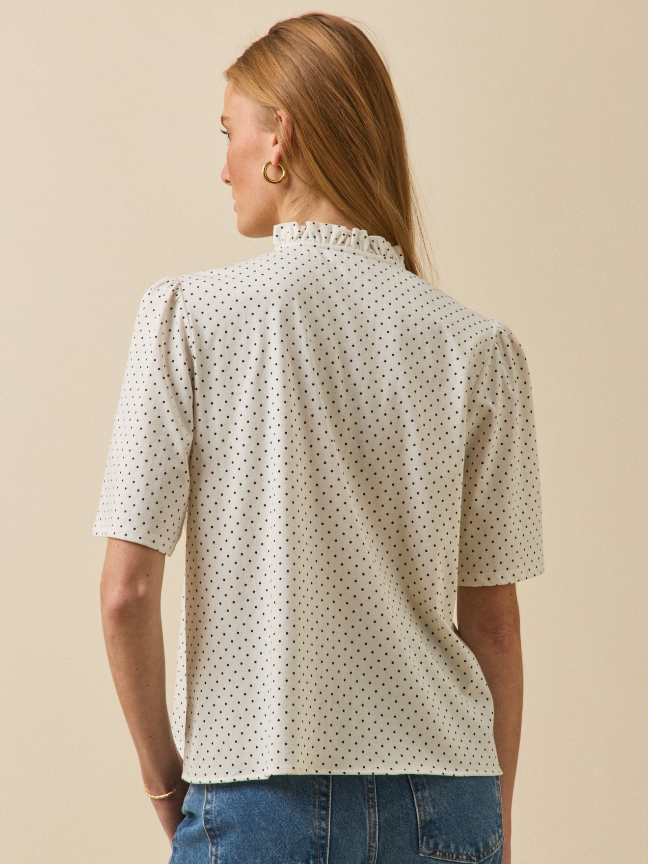 T-shirt femme imprimé pois coton biologique