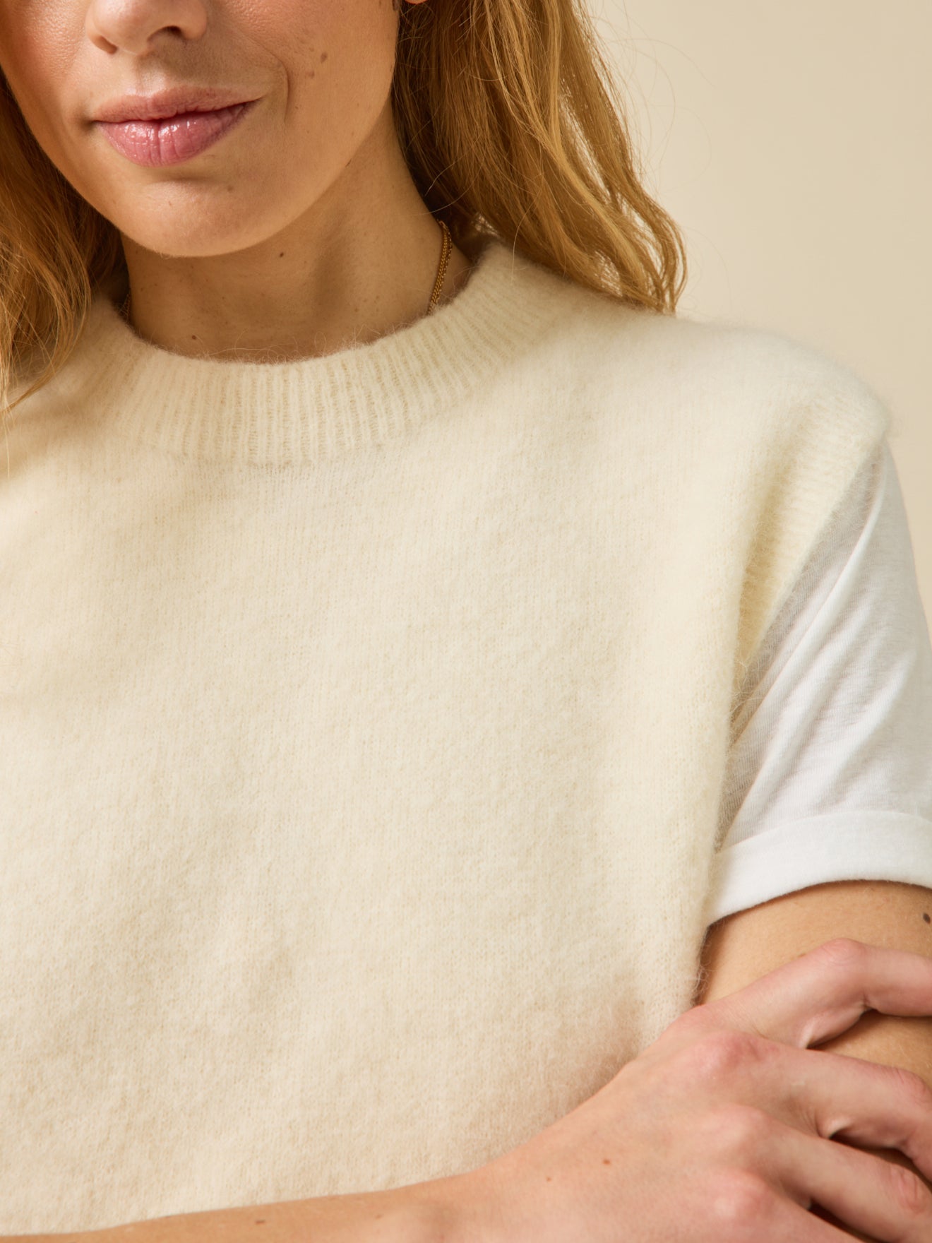 Pull sans manches femme mélange alpaga