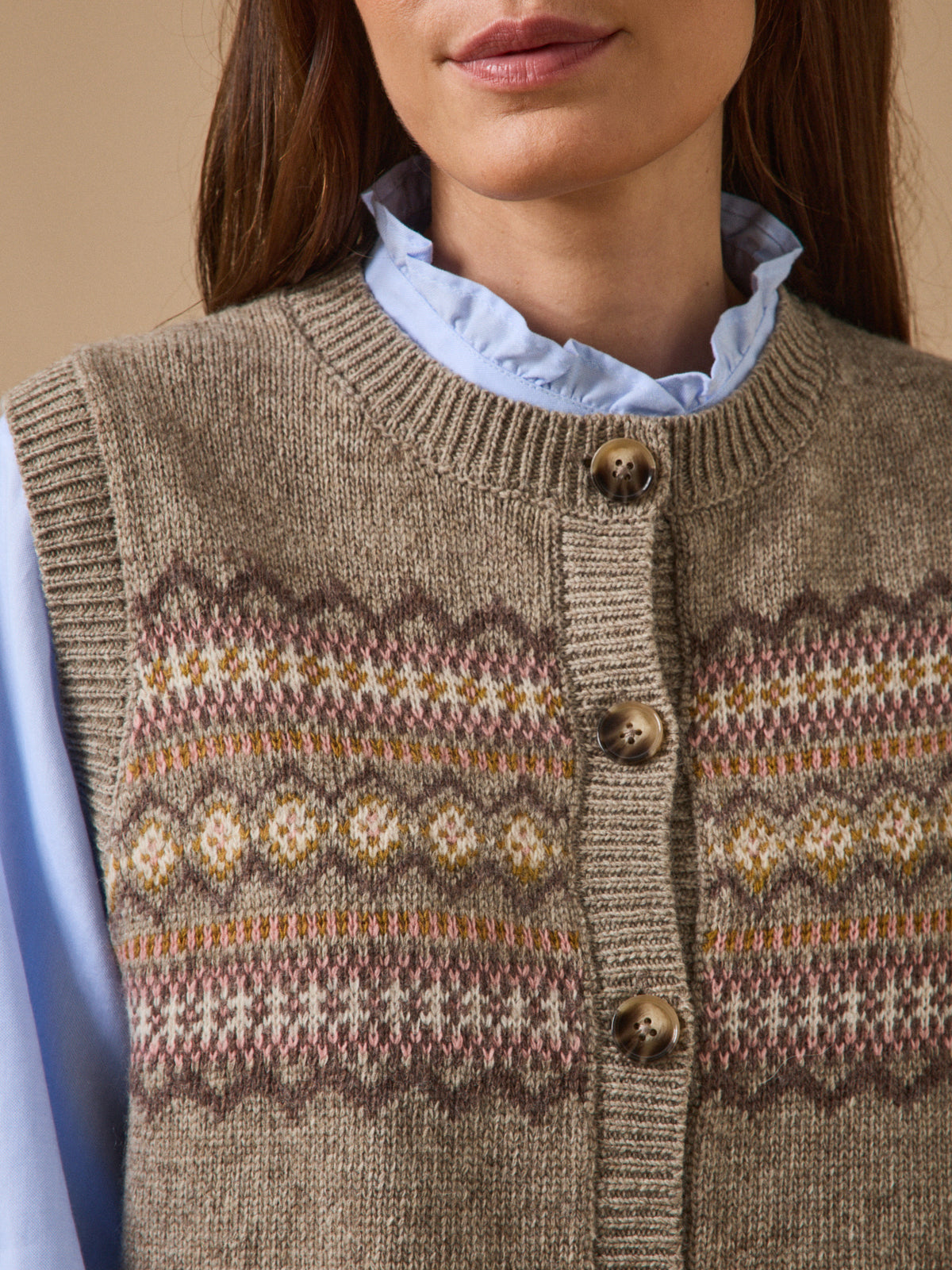 Gilet jacquard sans manches femme