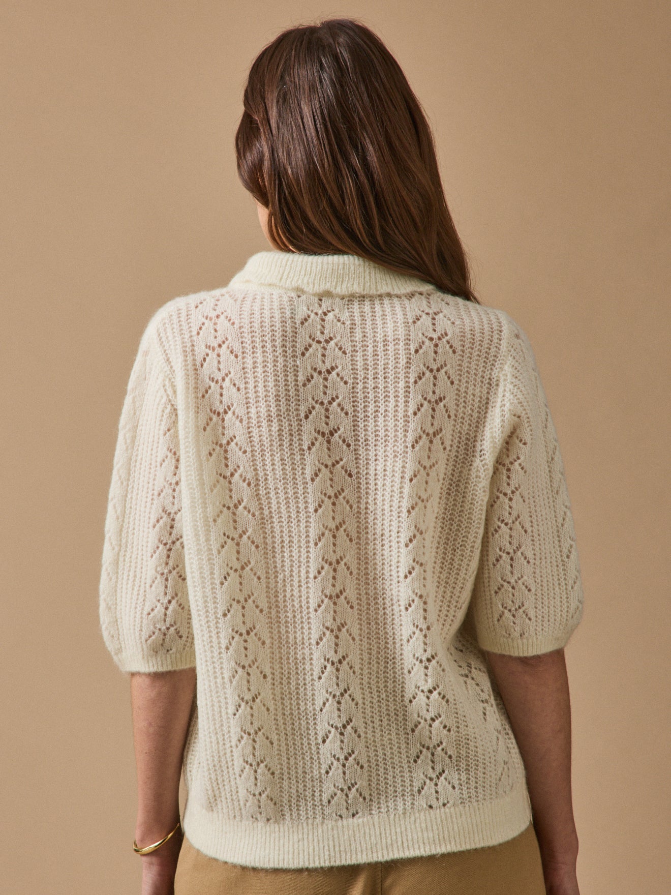 Gilet col polo femme avec laine et mohair