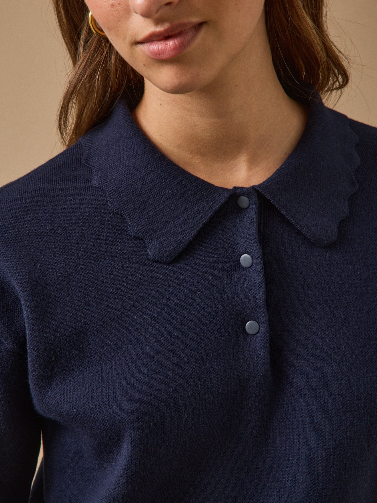 Pull polo femme coton biologique et cachemire