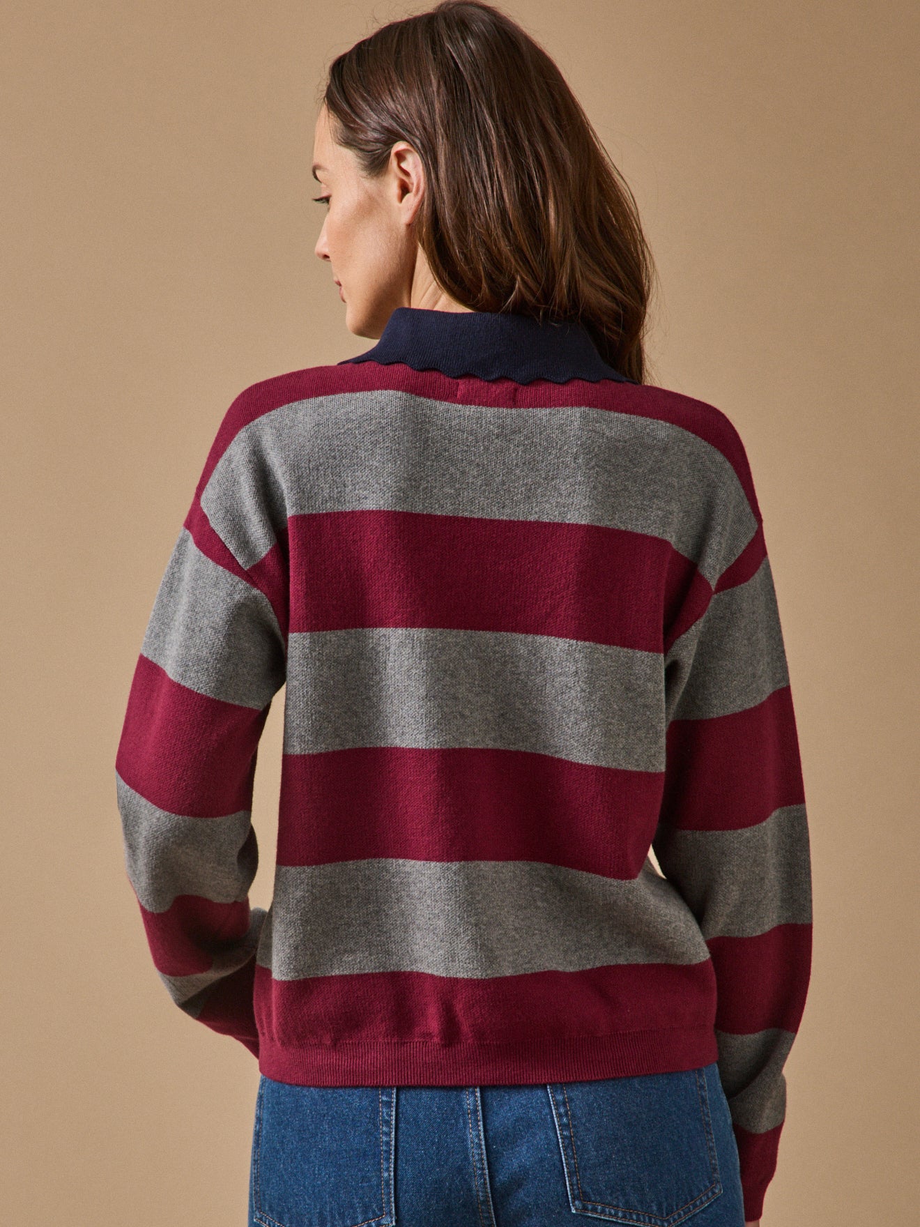 Pull polo femme coton biologique et cachemire