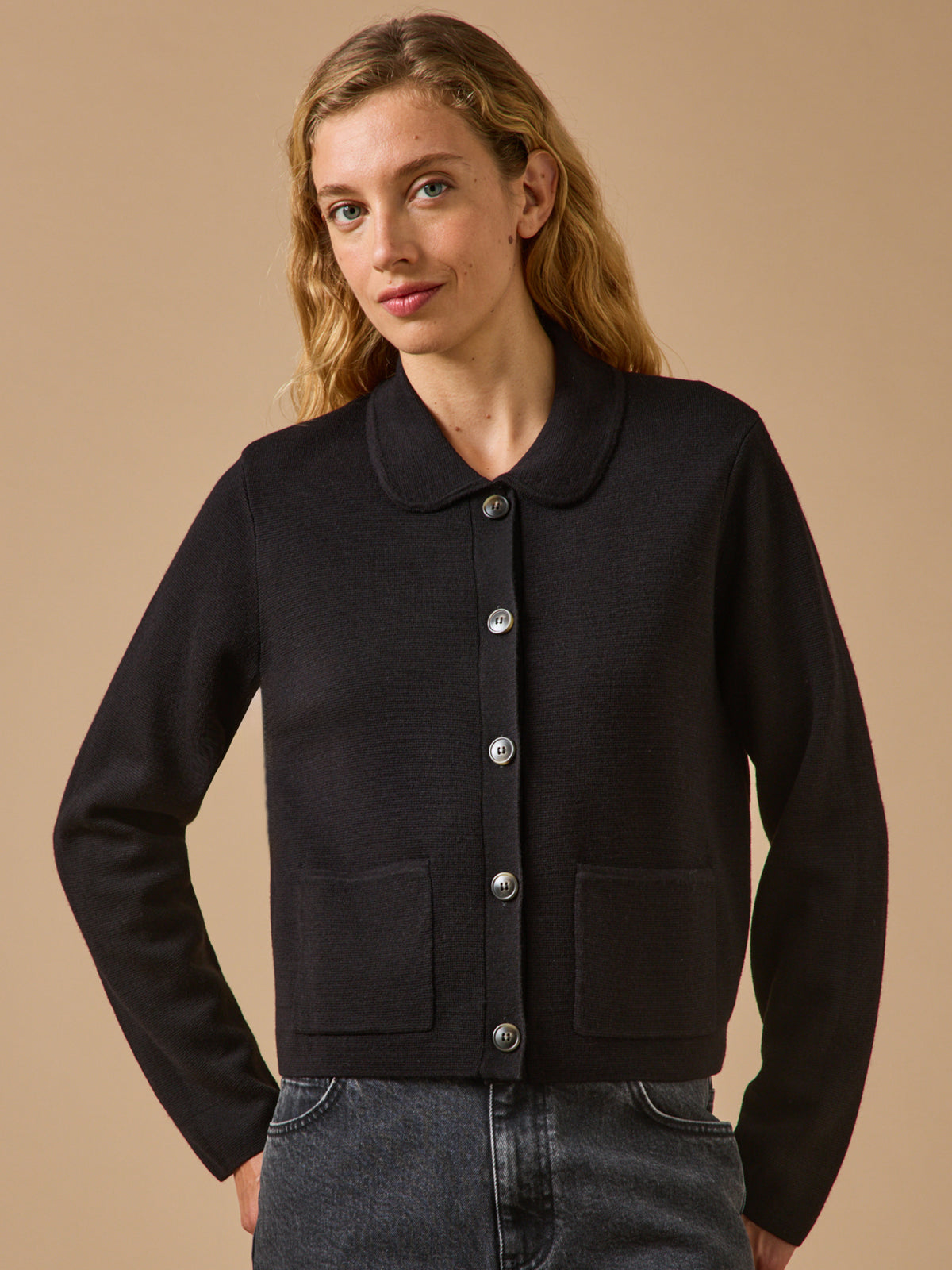 Gilet col chemise maille milano femme