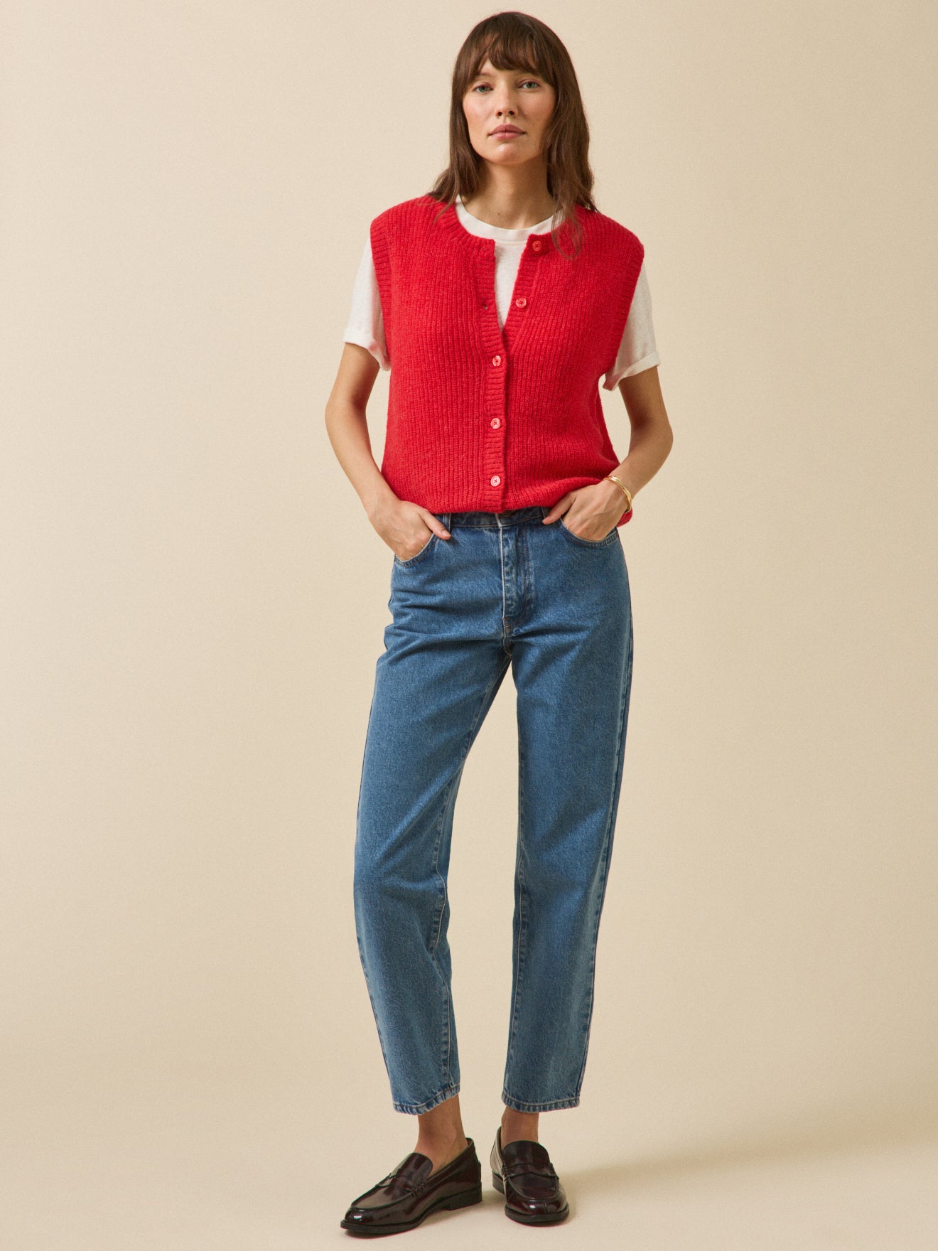 Gilet sans manches femme avec laine, alpaga et mohair