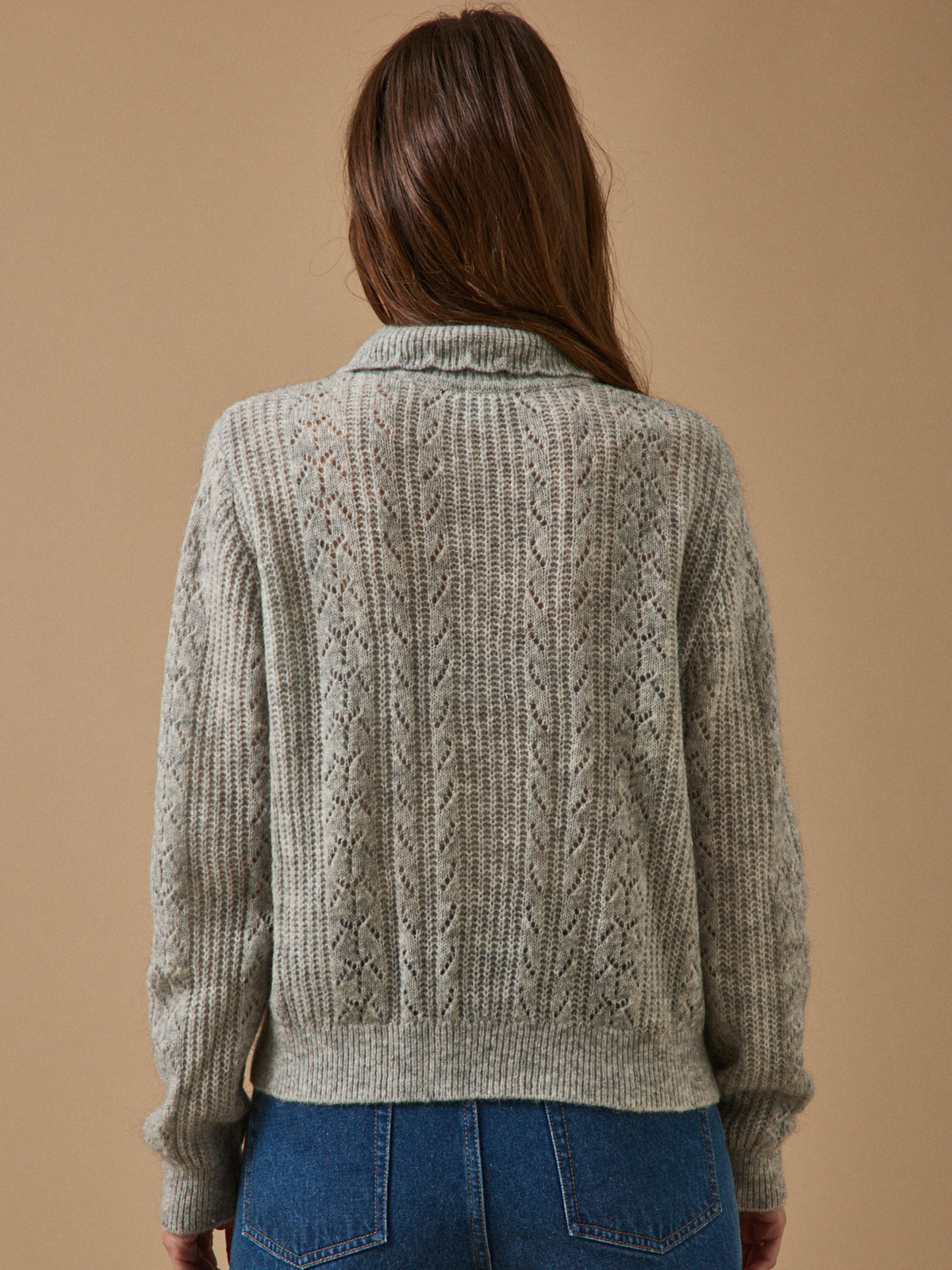 Pull col polo femme laine et mohair