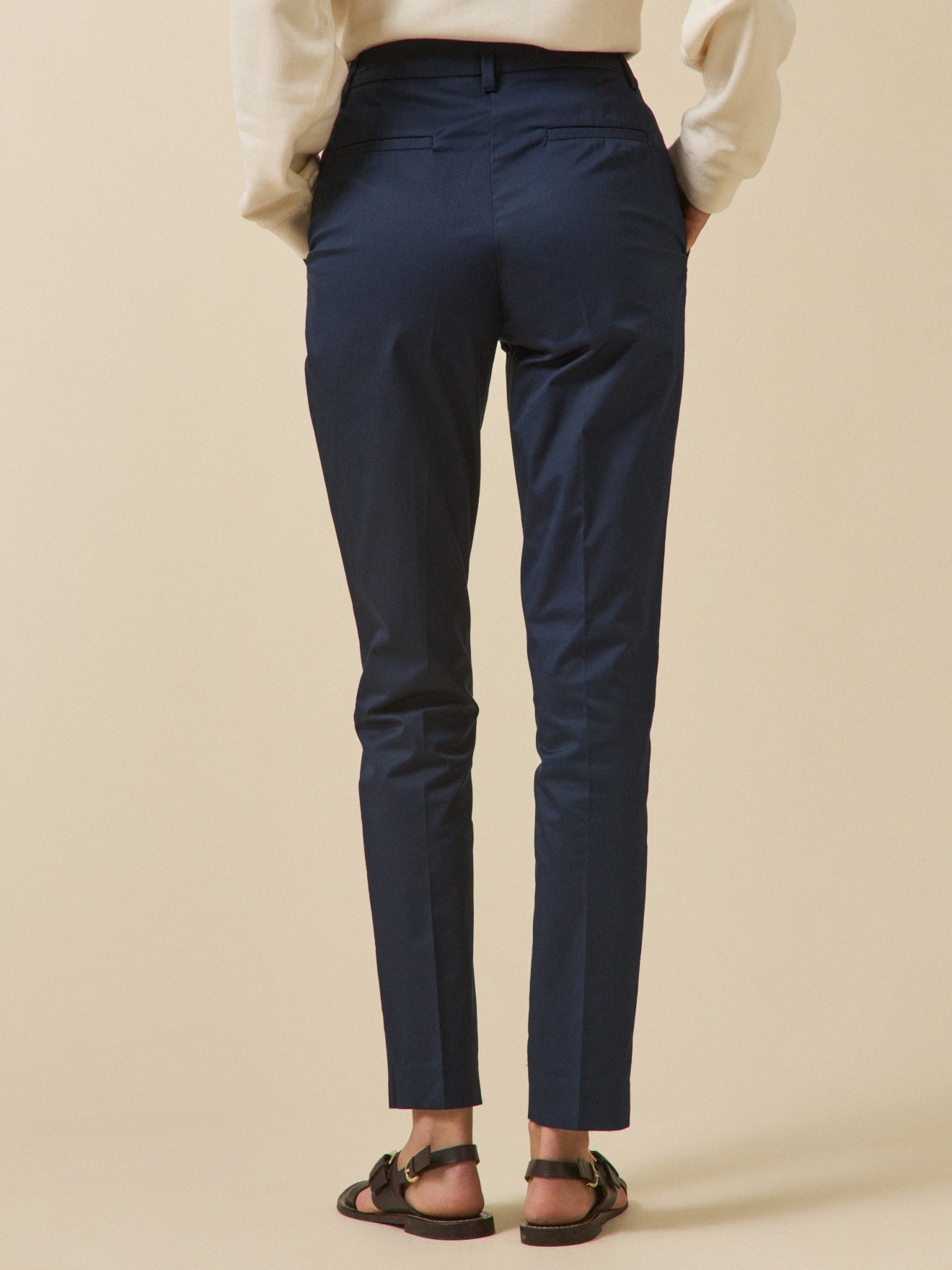 Pantalon cigarette satin de coton femme Eve