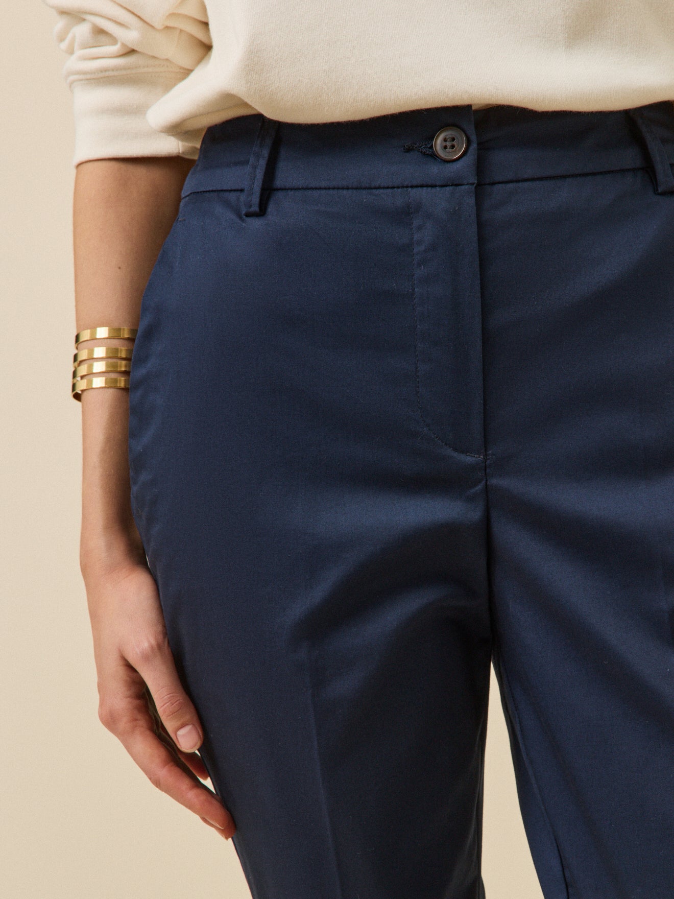 Pantalon cigarette satin de coton femme Eve