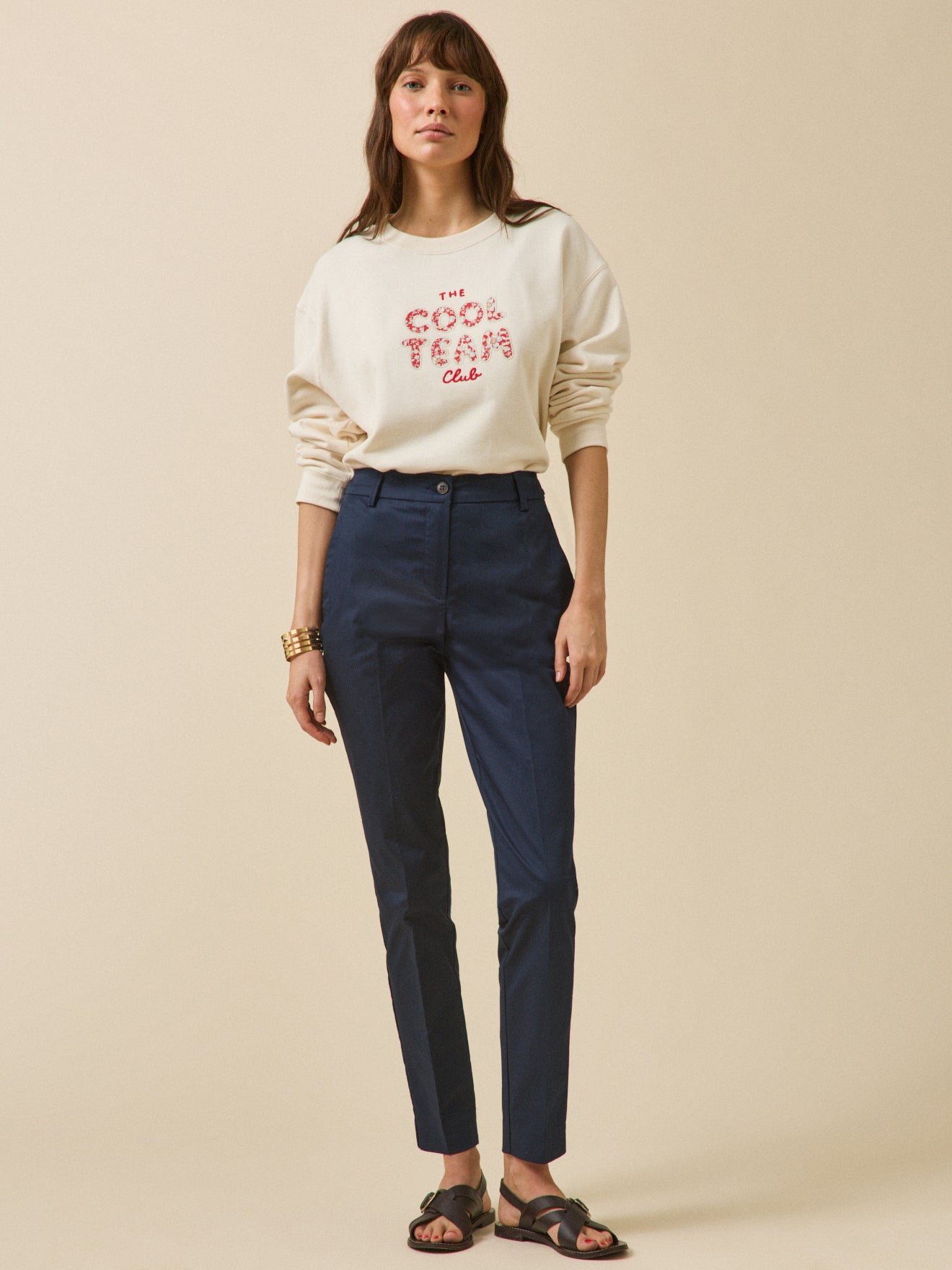 Pantalon cigarette satin de coton femme Eve