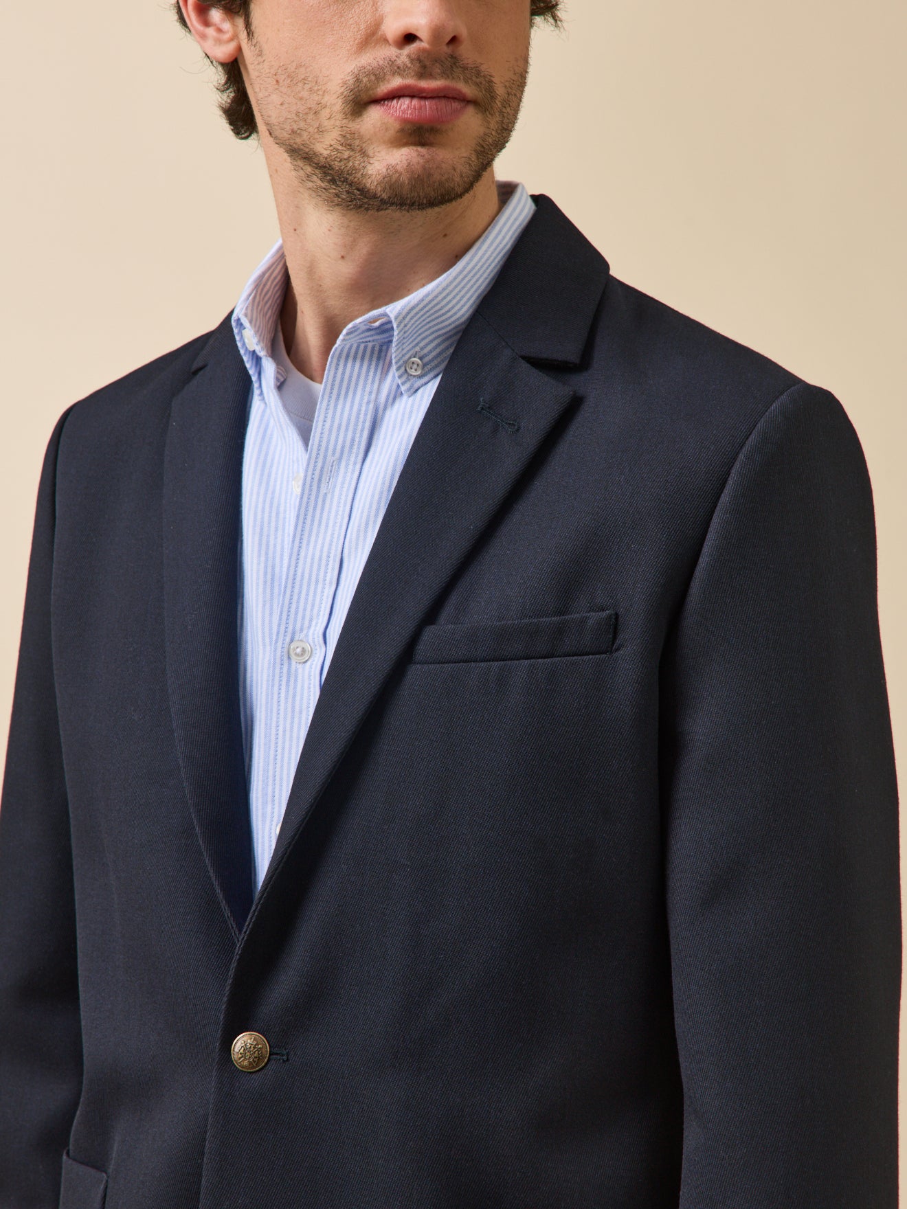 Veste blazer en twill homme boutons dorés
