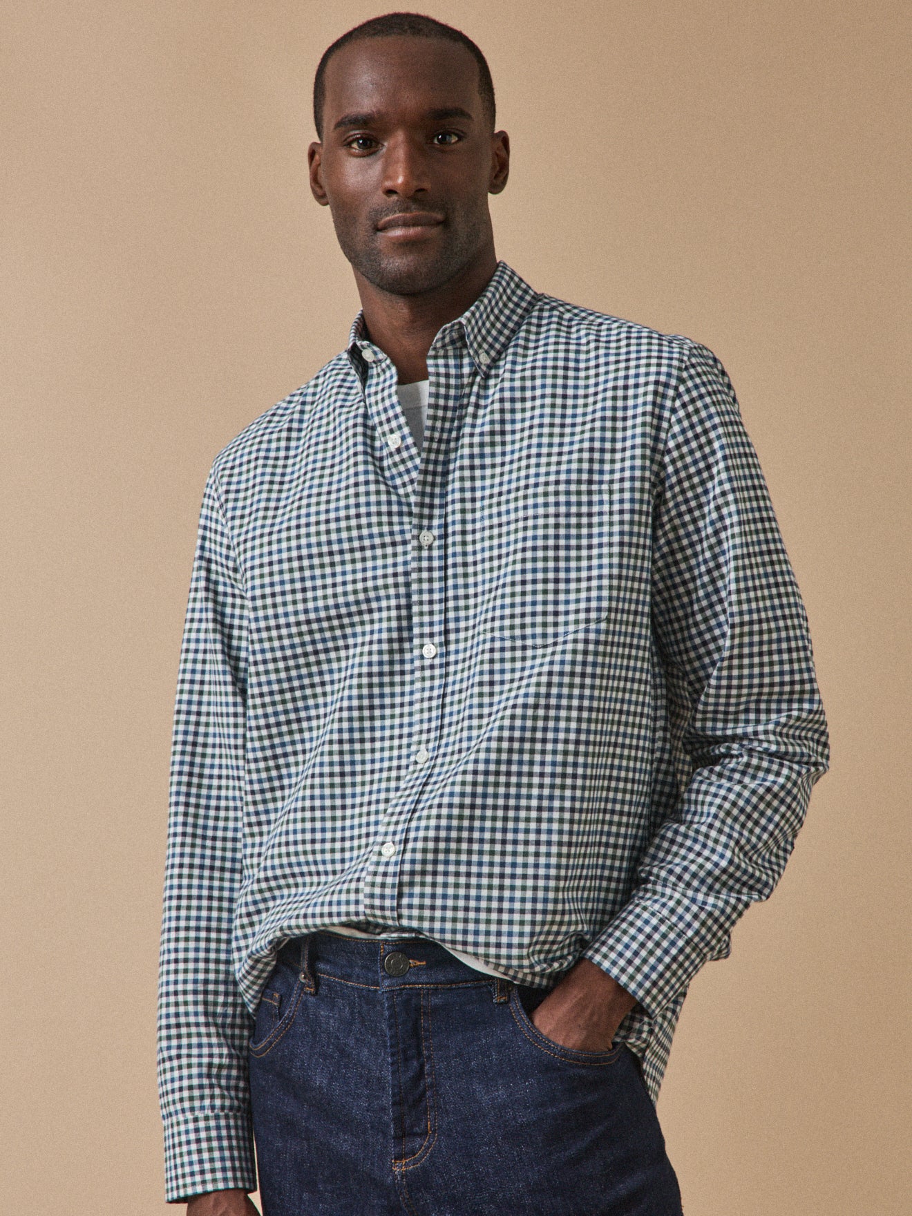 Chemise oxford carreaux homme coupe contemporaine