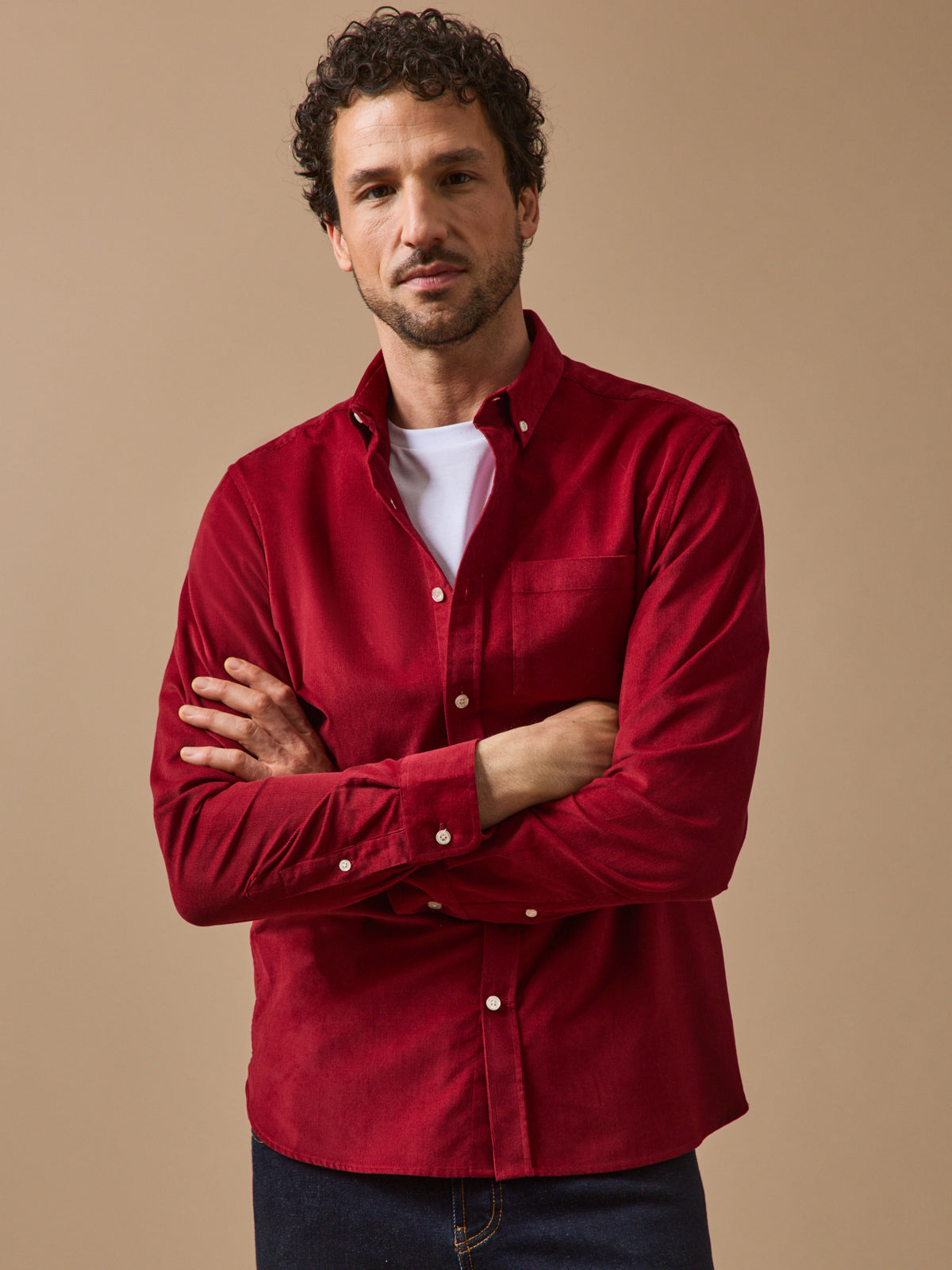 Chemise velours homme coupe contemporaine