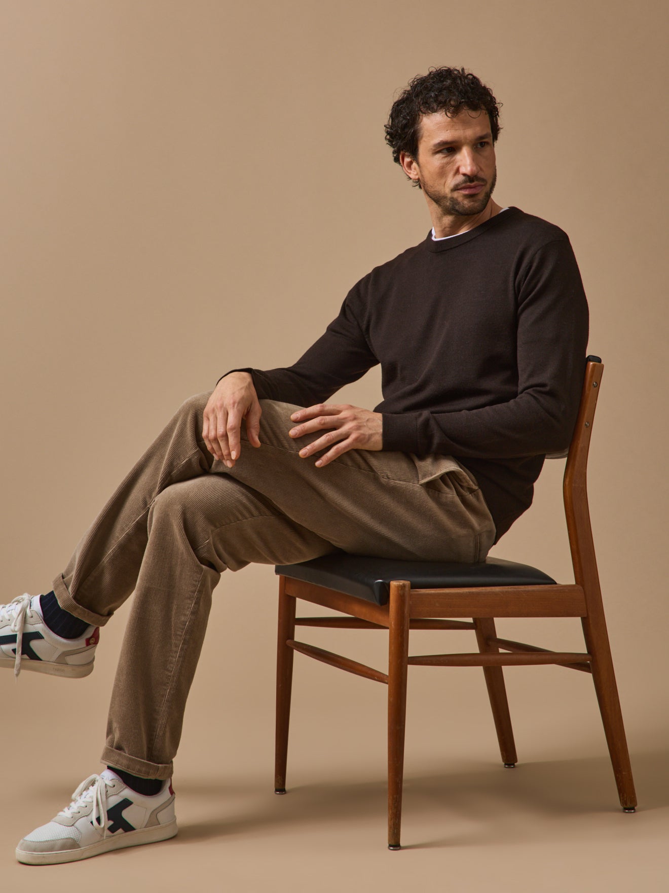 Pull fin col rond laine mérinos homme