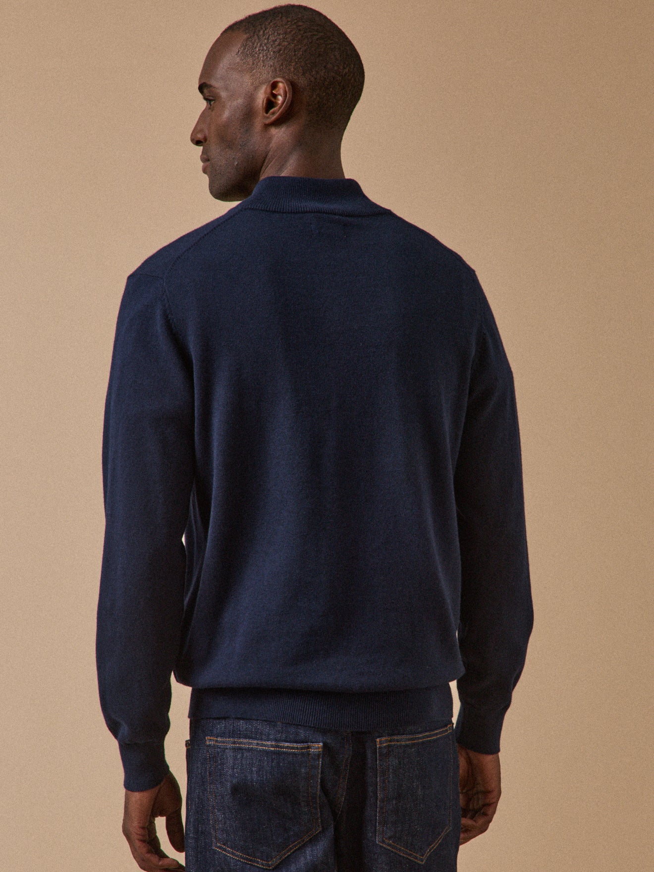 Pull col montant homme coton biologique et cachemire