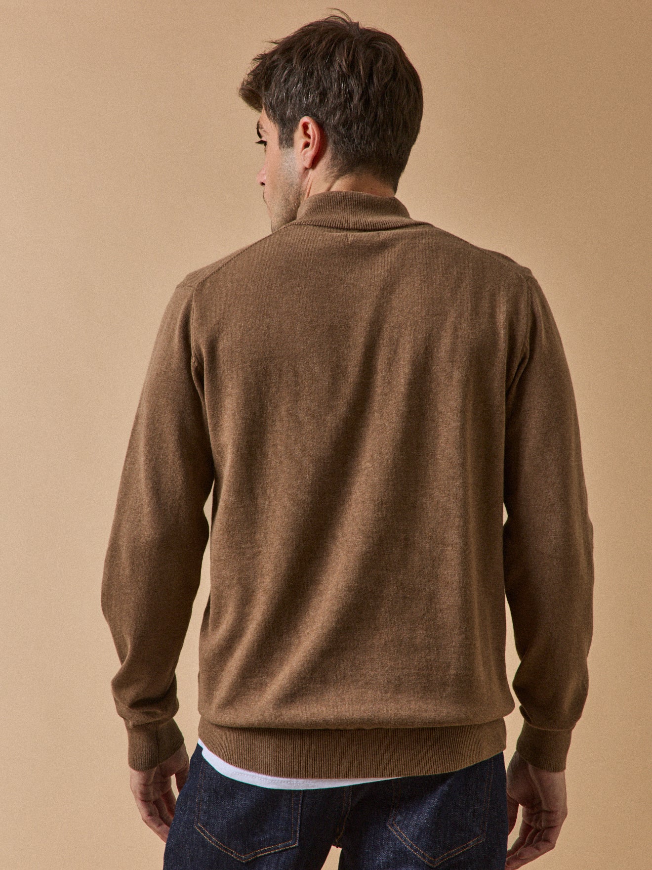 Pull col montant homme coton biologique et cachemire