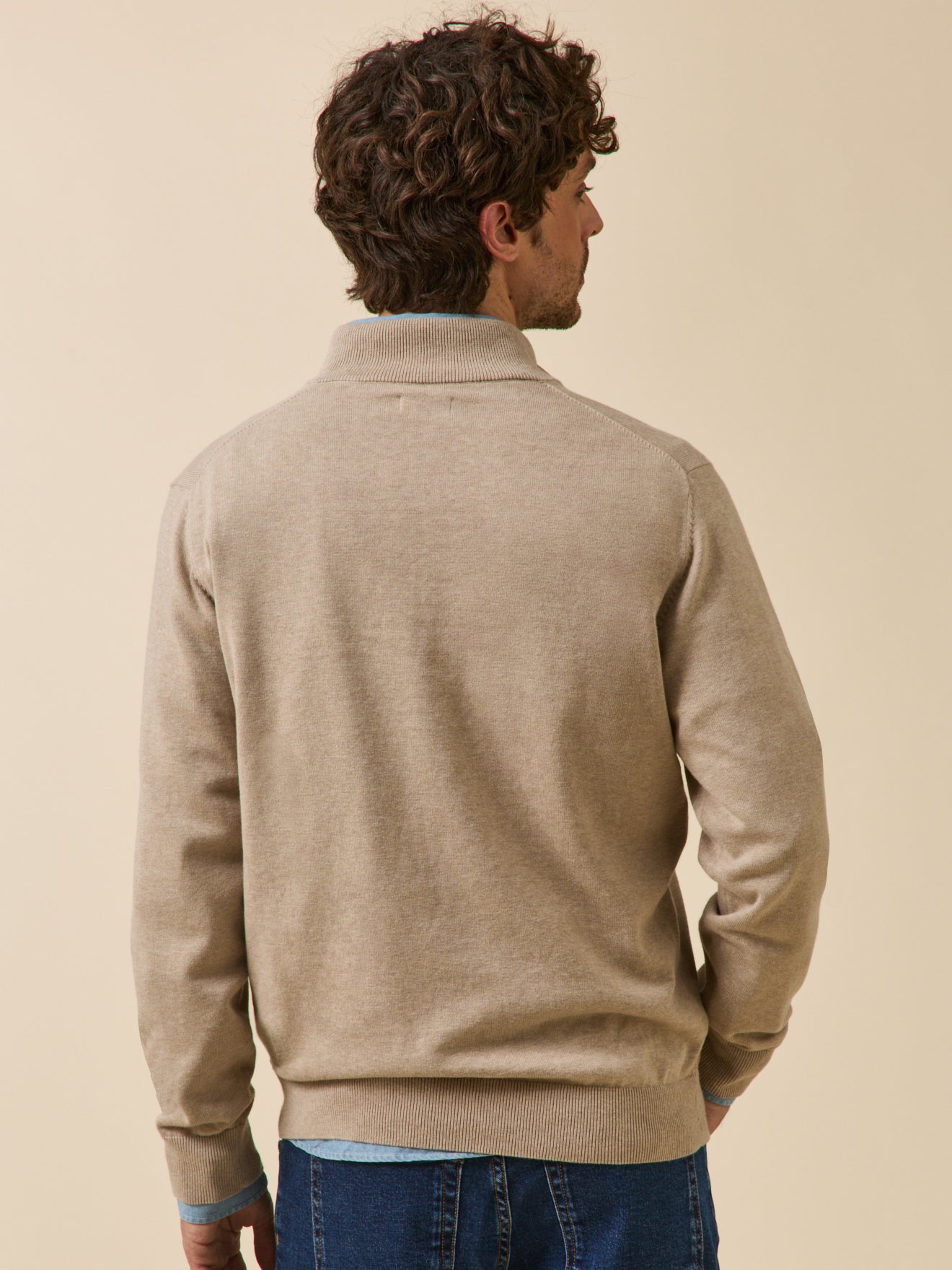 Pull col montant homme coton biologique et cachemire