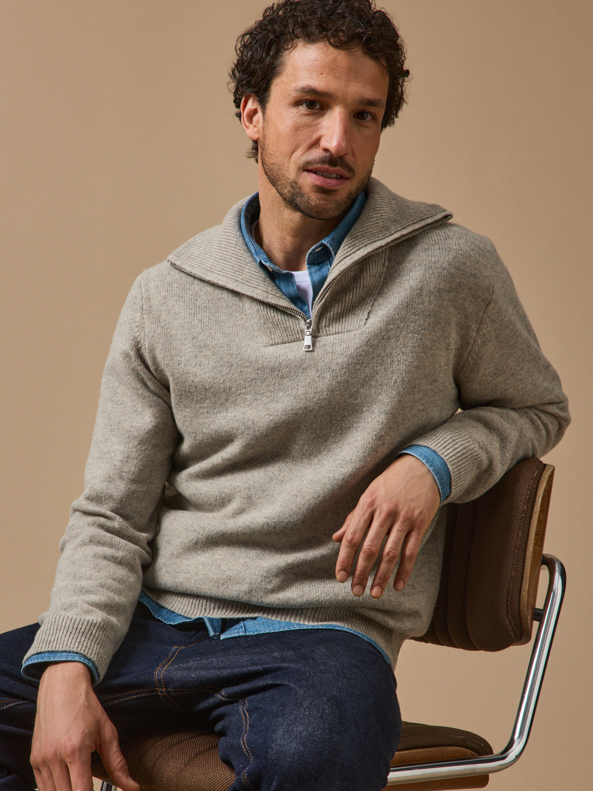 Pull col camionneur laine mérinos homme