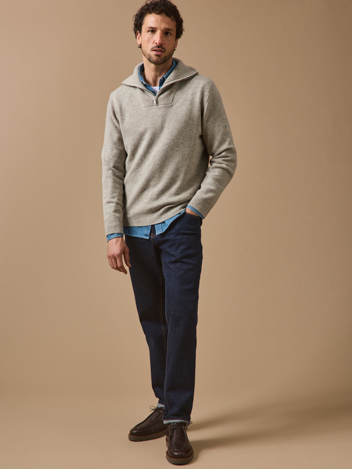 Pull col camionneur laine mérinos homme