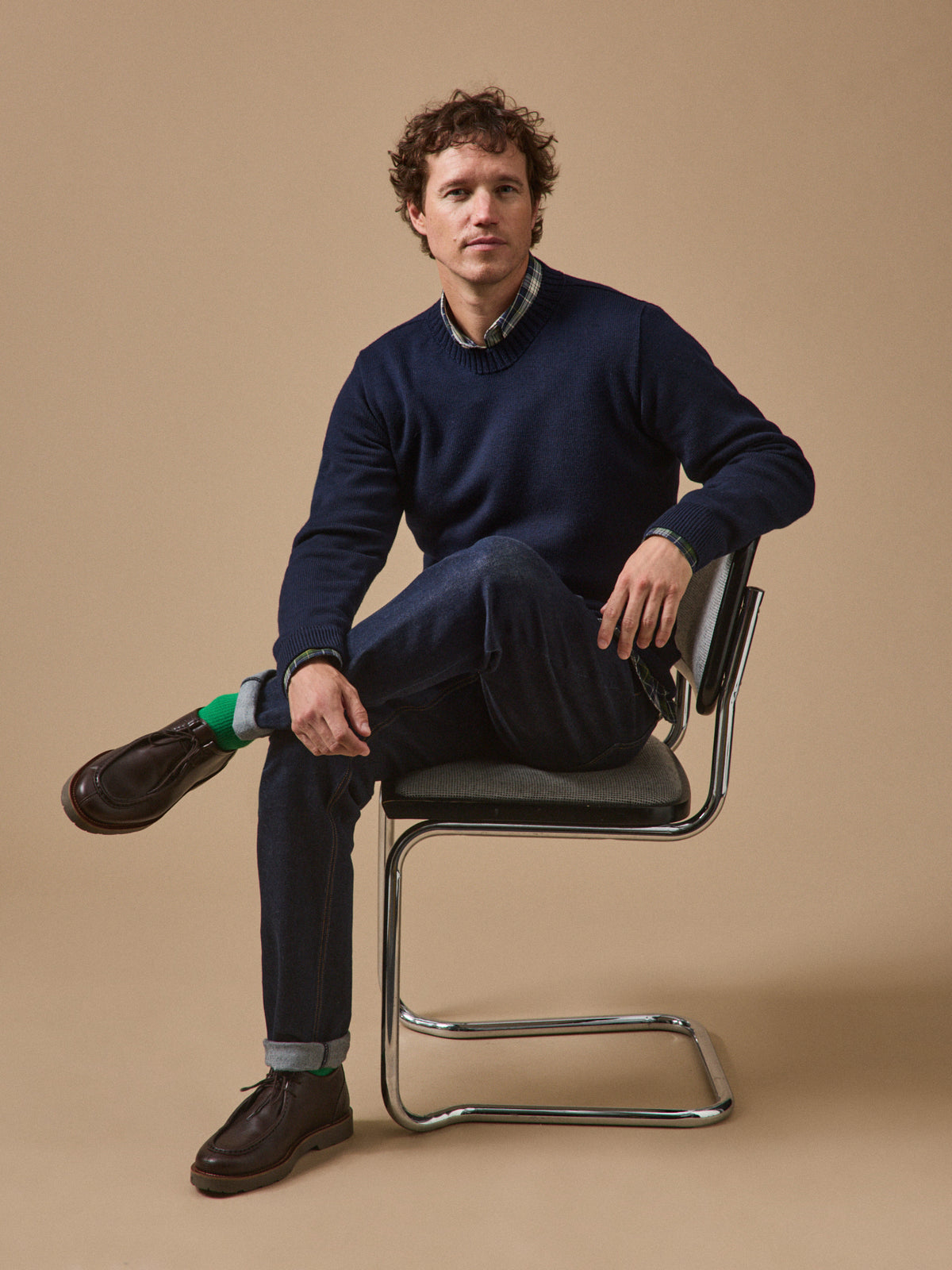 Pull laine mérinos Homme : Cyrillus X les 3 Tricoteurs